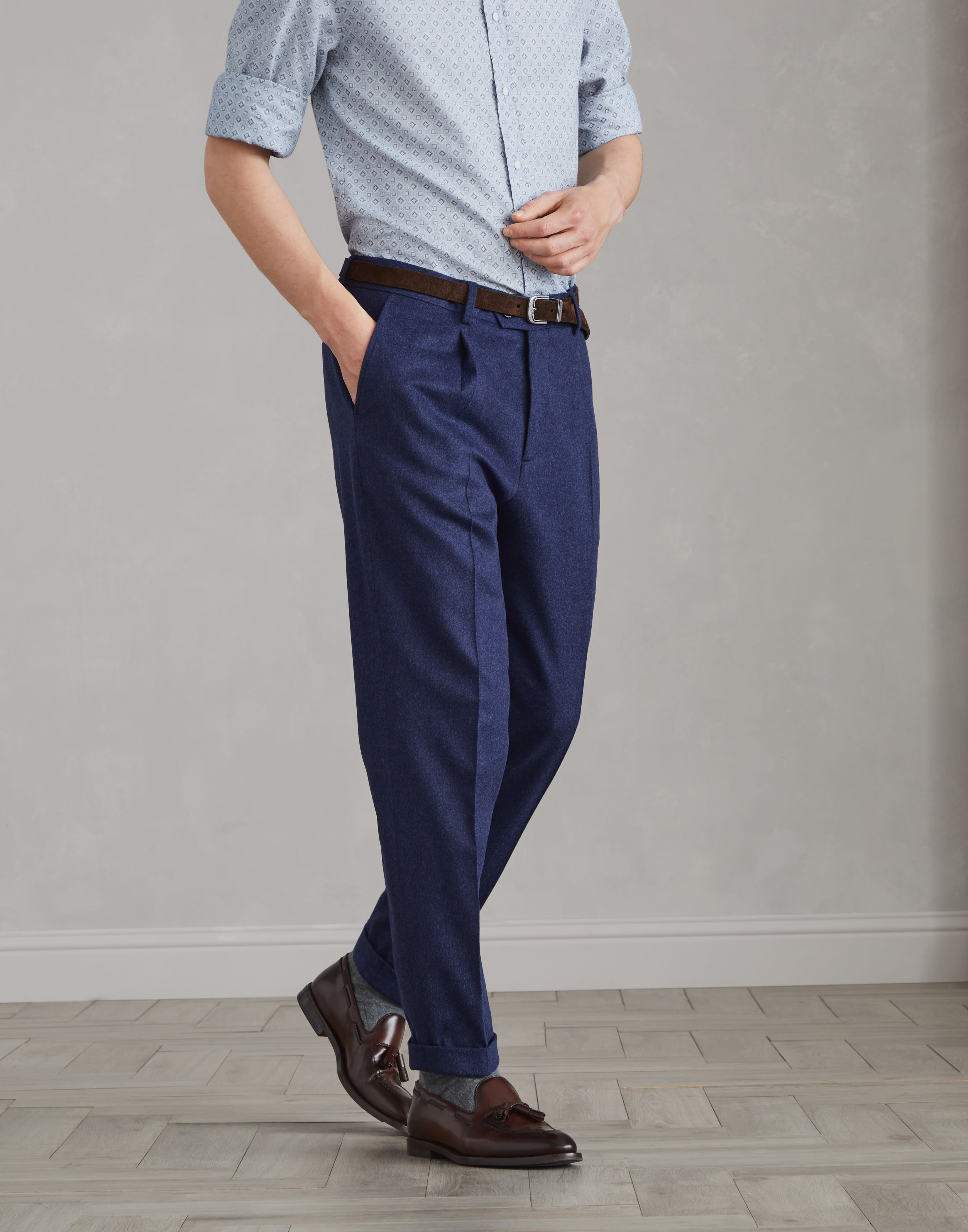 Flannel leisure fit trousers