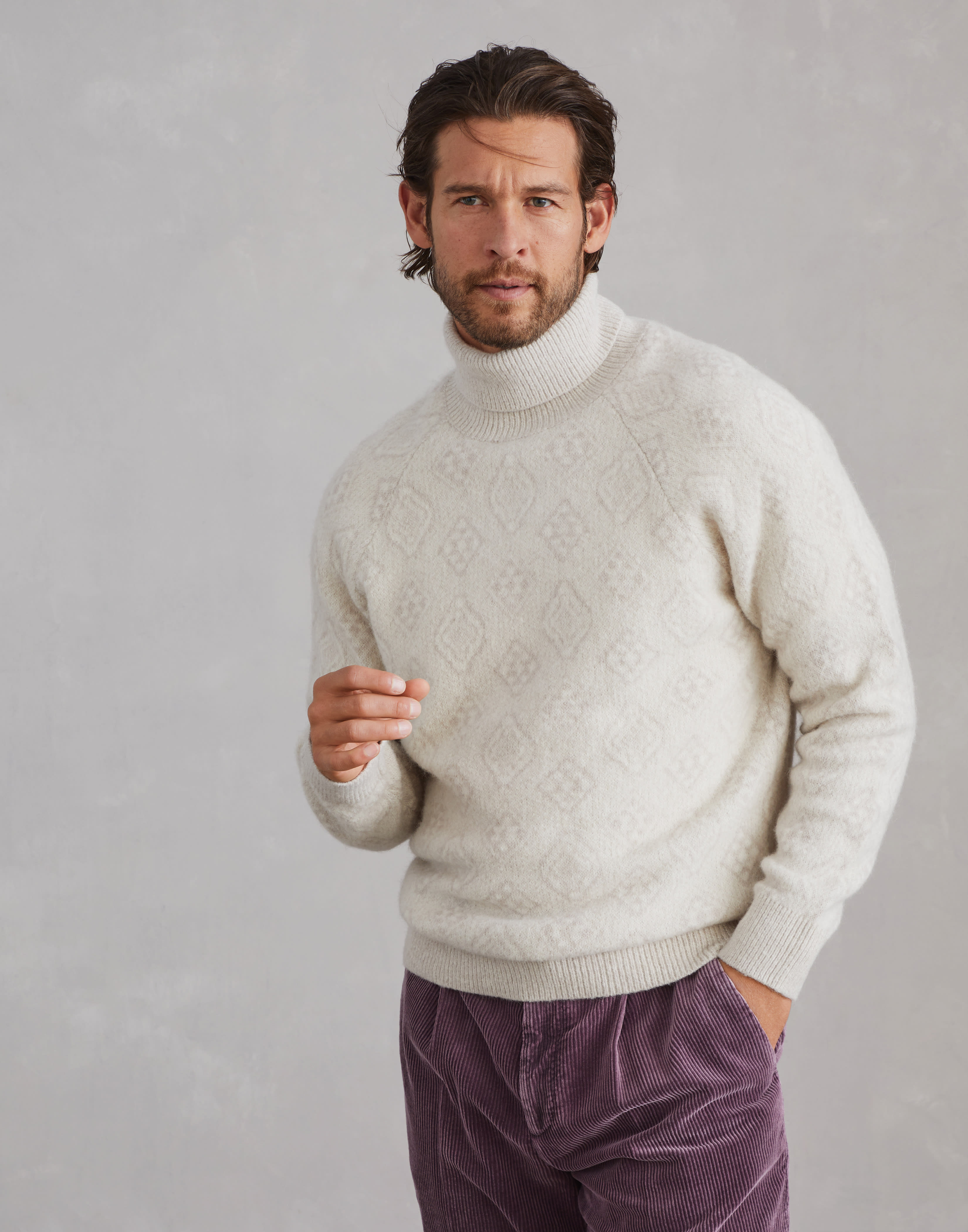 Geometric Jacquard turtleneck sweater