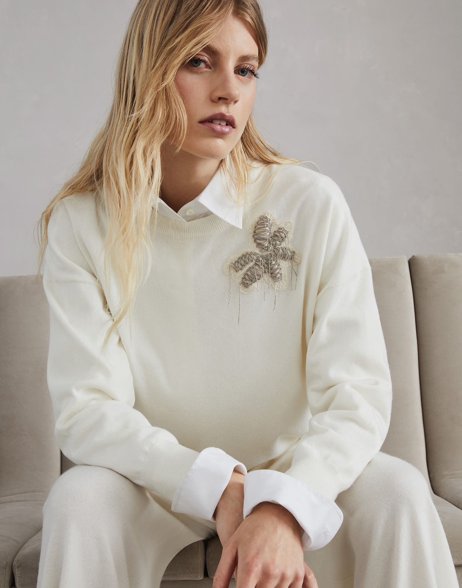 Cashmere sweater White Woman - Brunello Cucinelli