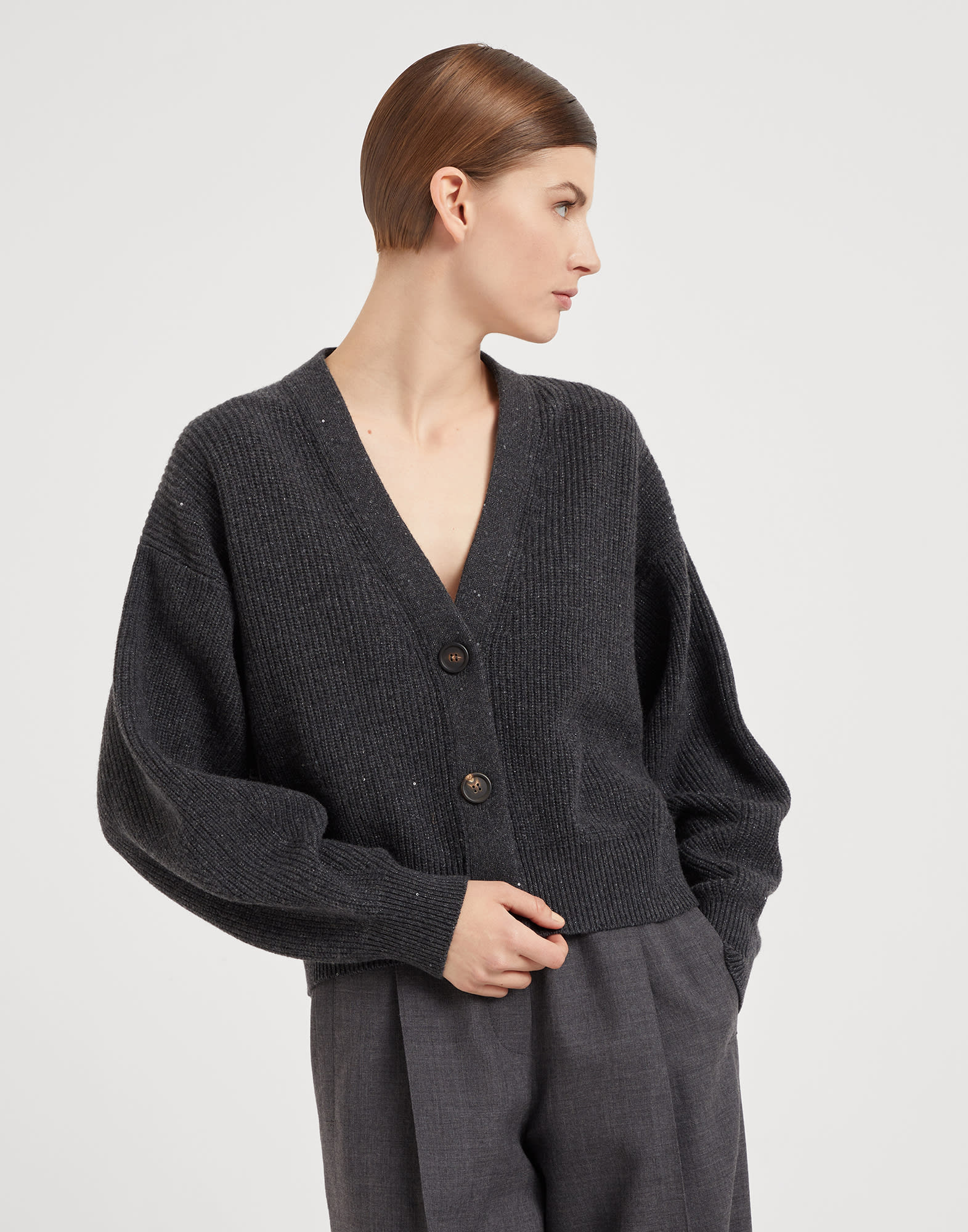 Cardigan in cashmere e lana