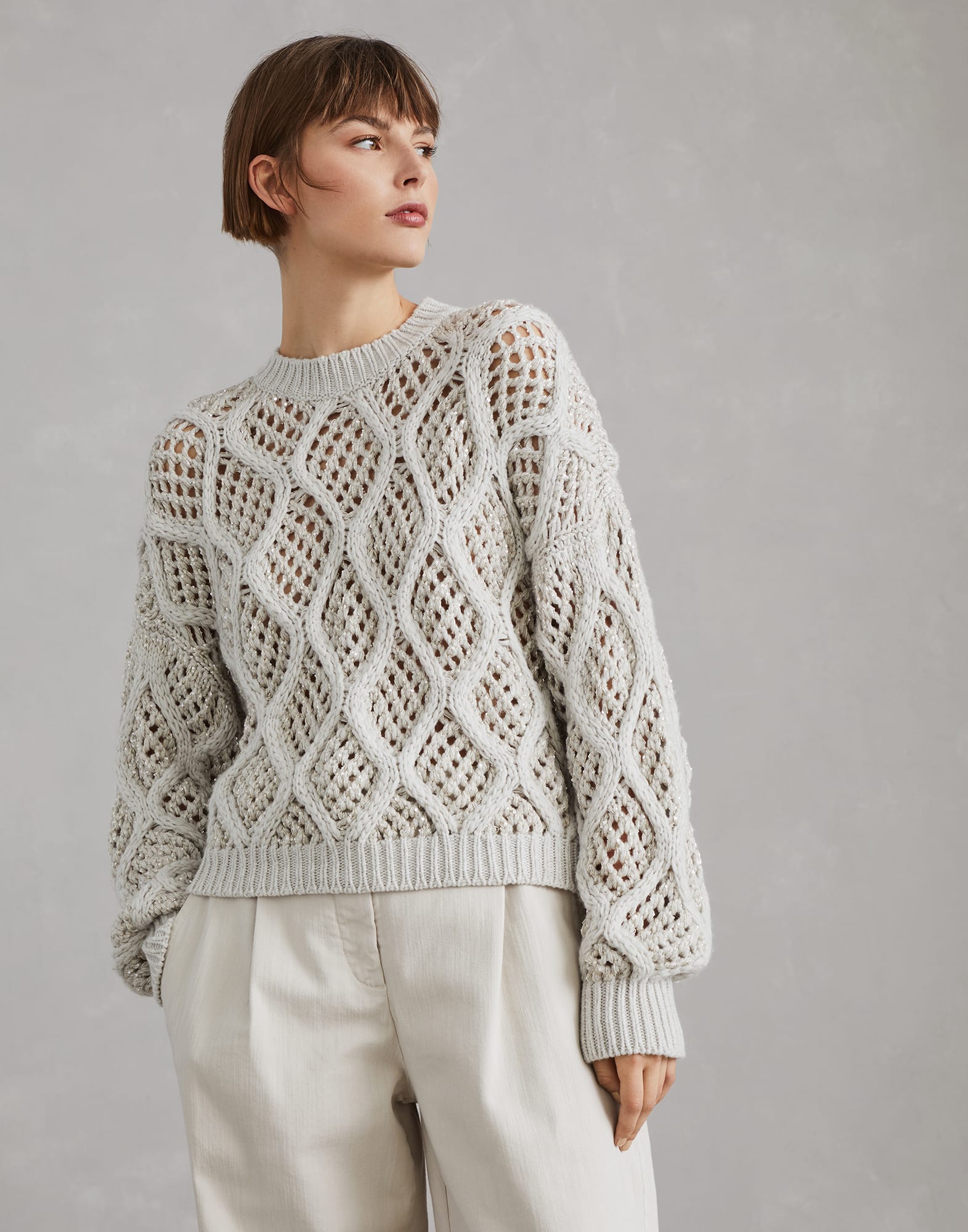 Cashmere Dazzling Net & Cable sweater