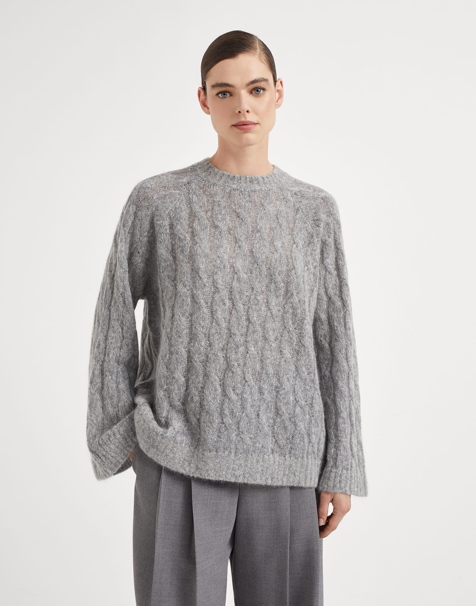 Wool and mohair sweater with monili