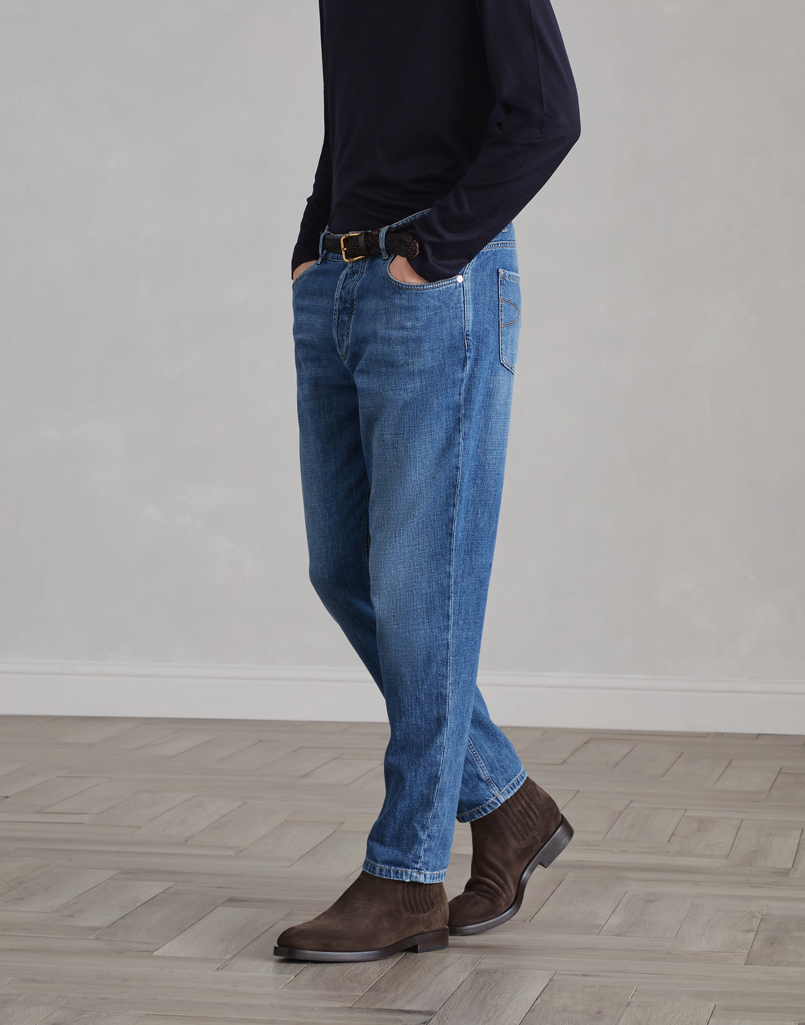 Denim Five-Pocket Trousers - Front view