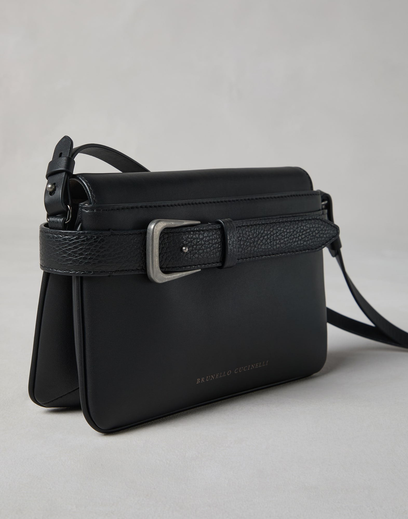 Calfskin bag with Belt Detail Black Woman - Brunello Cucinelli