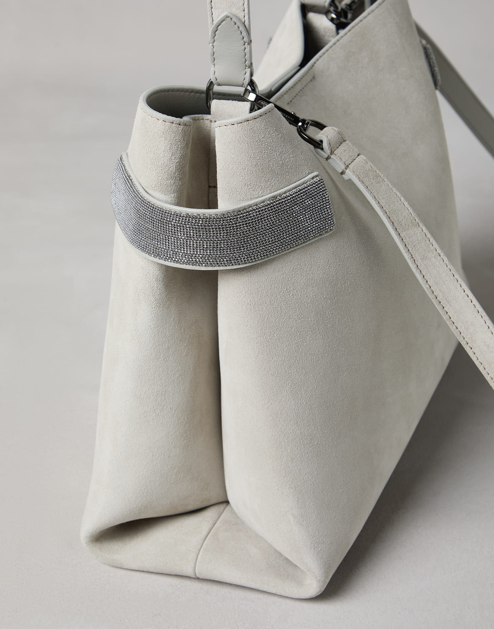 Suede bag Light Grey Woman - Brunello Cucinelli