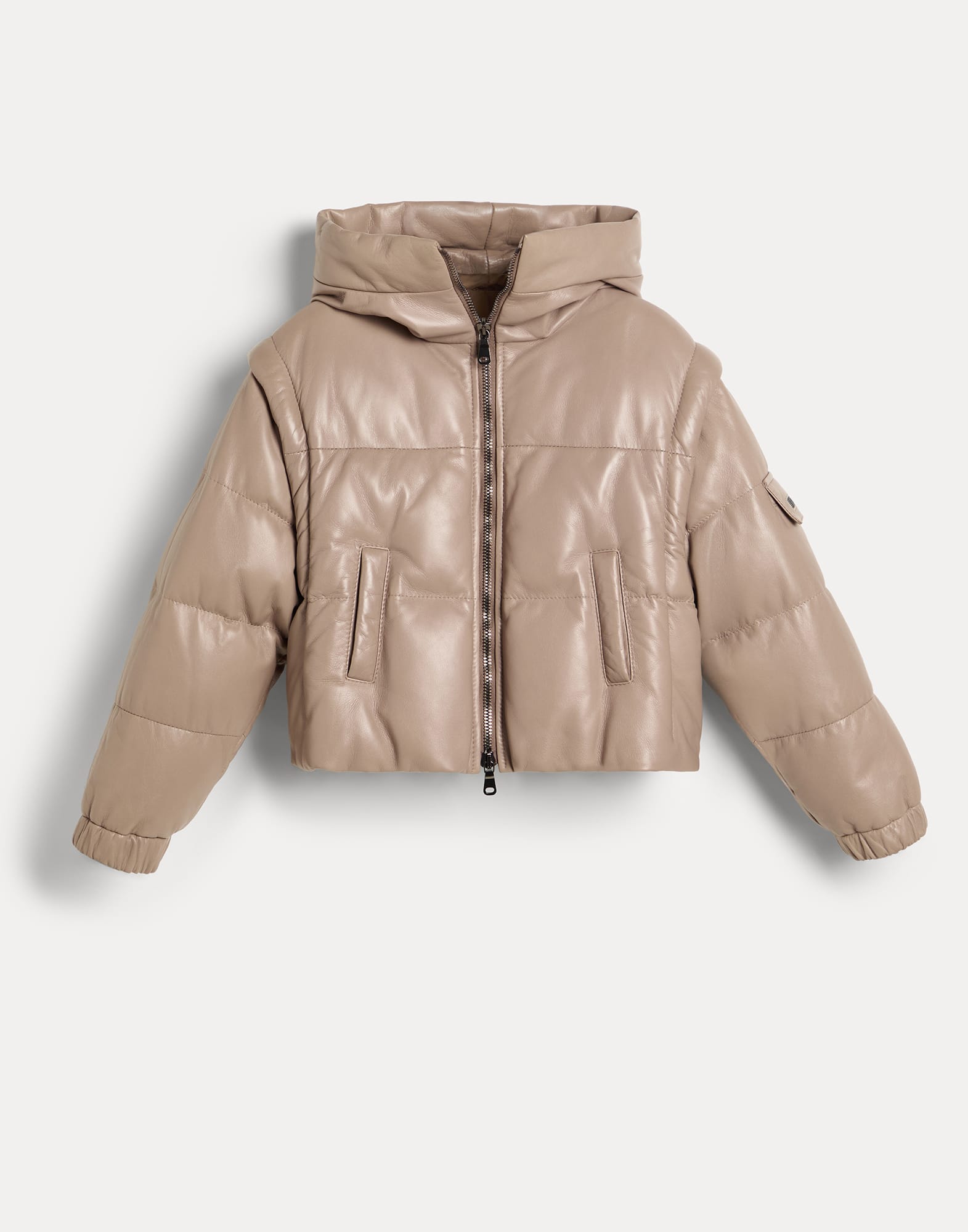 Nappa leather down jacket