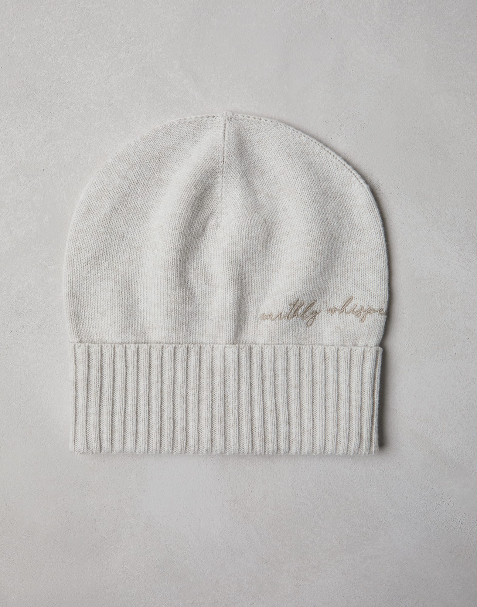 Knit beanie with embroidery