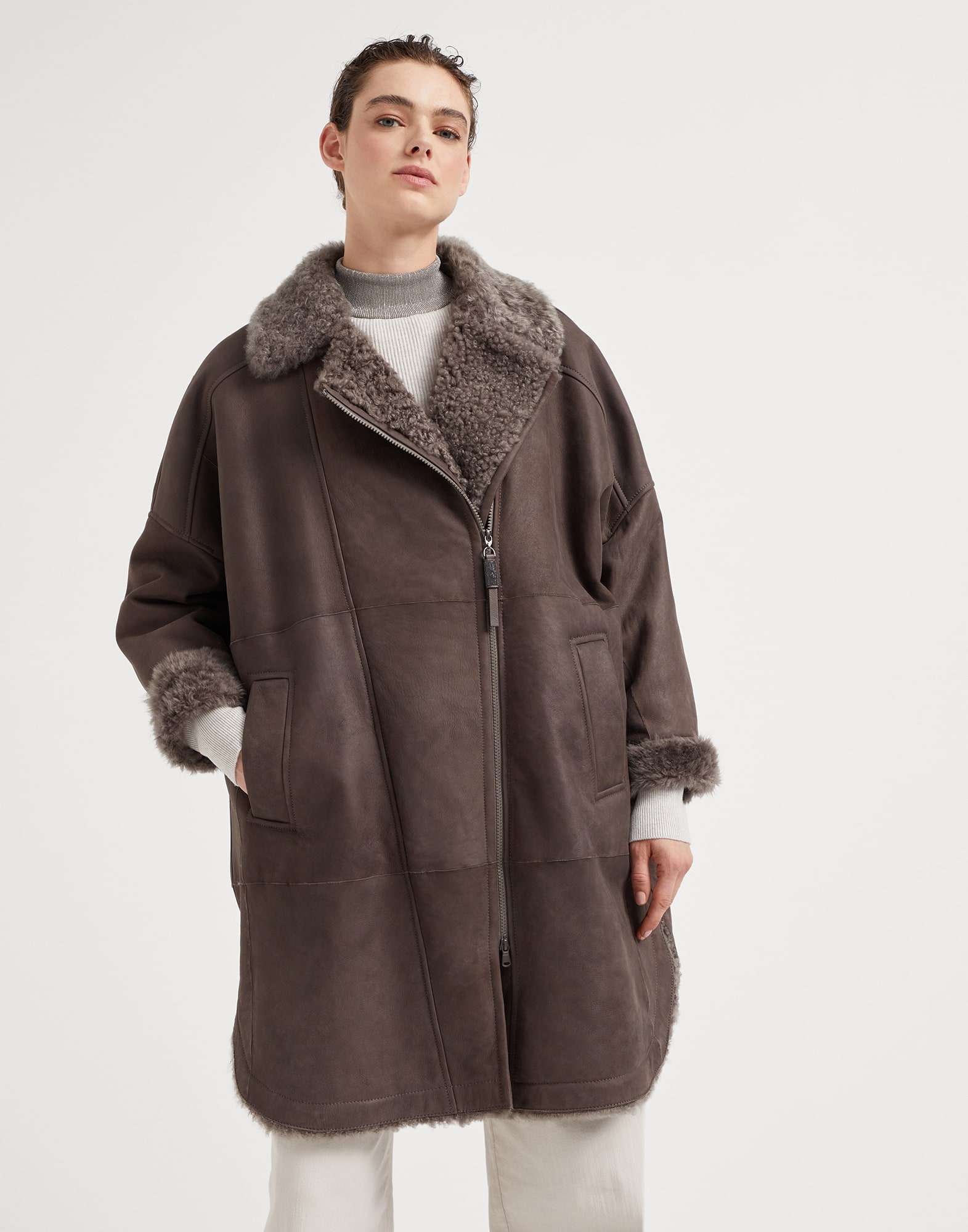 Brunello cucinelli shearling coat top