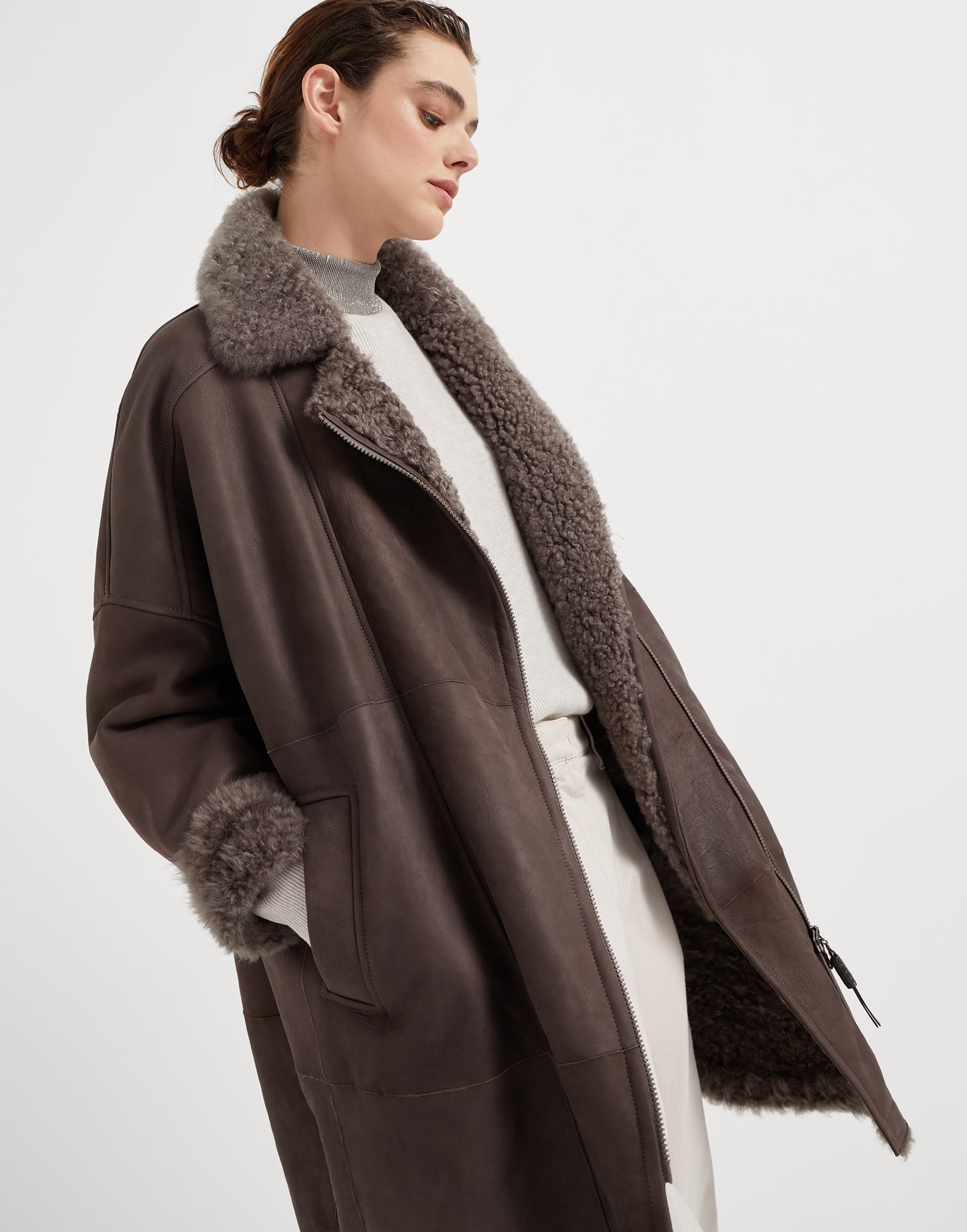Brunello cucinelli shearling coat shop