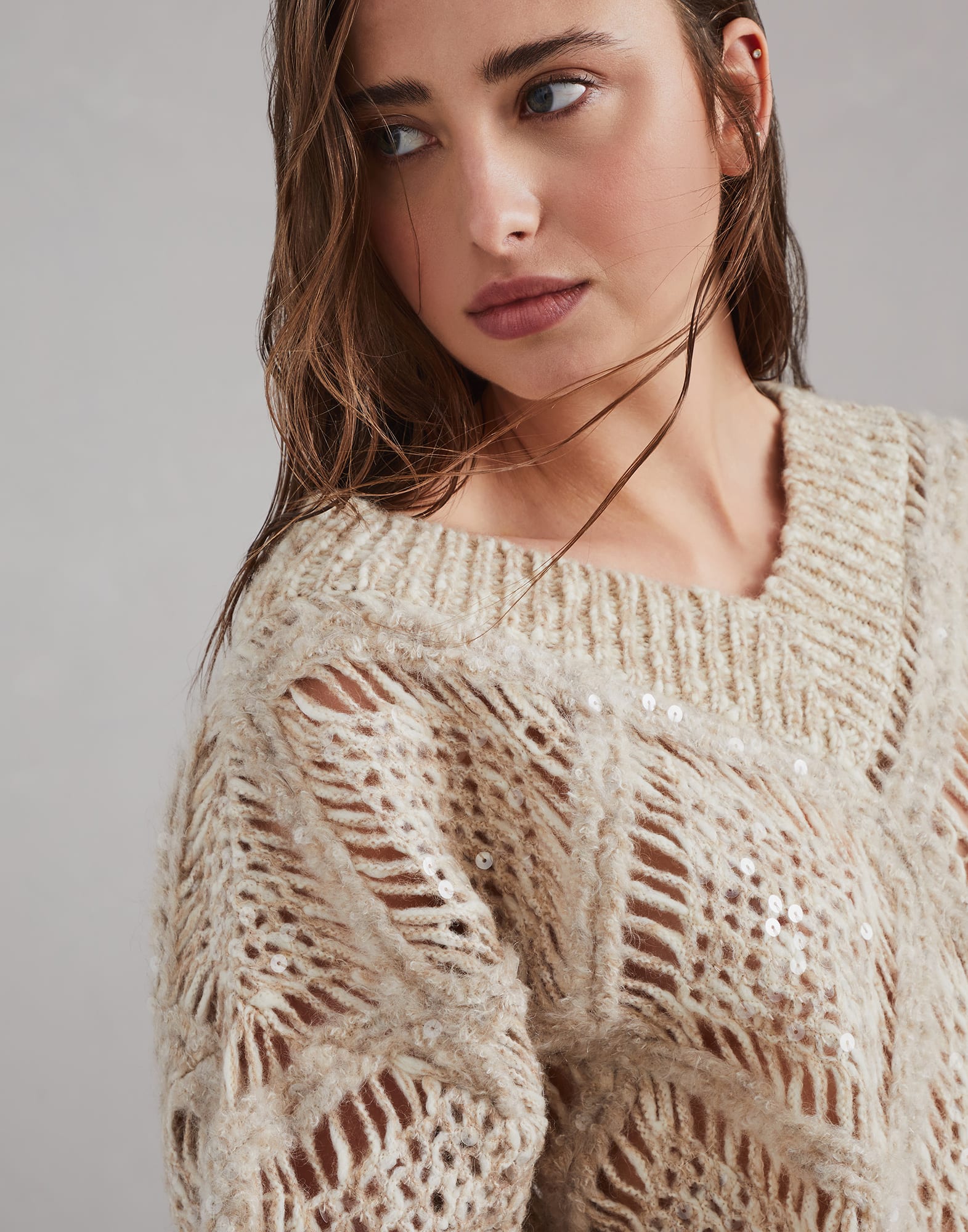 Sweater with Dazzling Embroidery