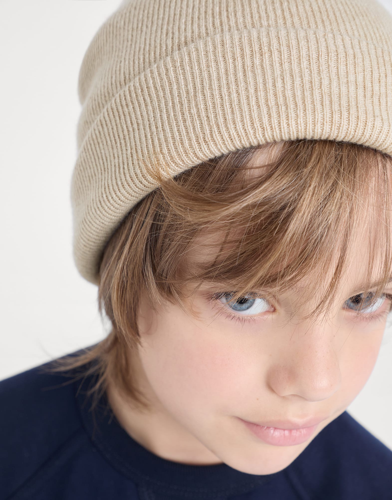 Cashmere rib knit beanie (242B22M90010C9719) for Boys