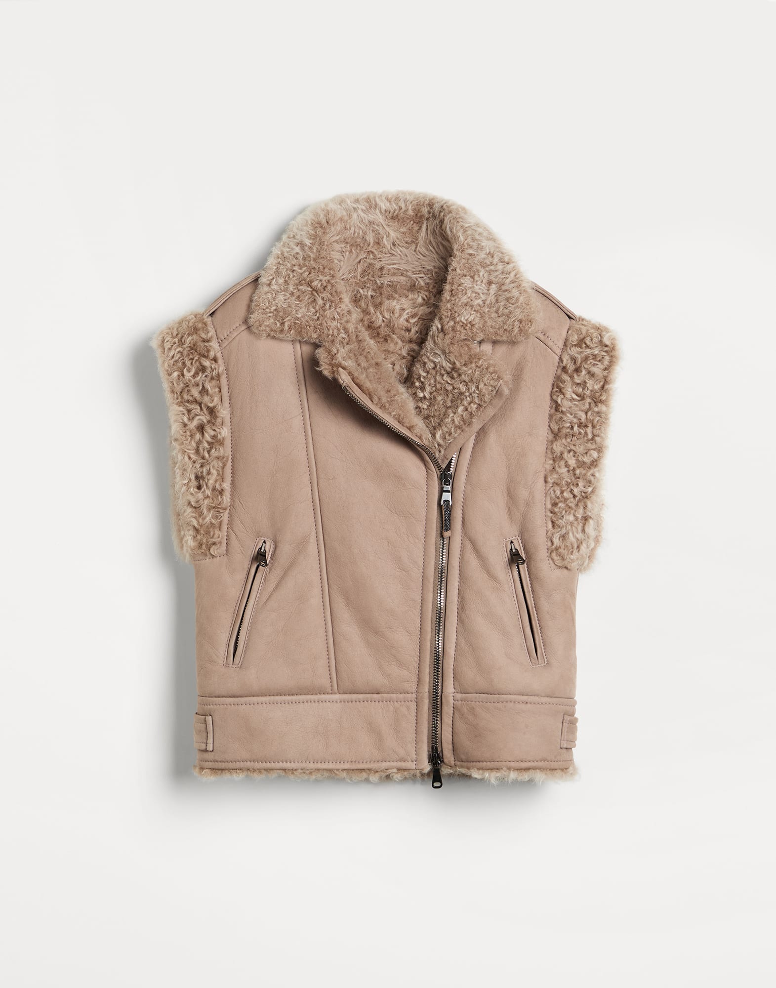 Fleecy shearling biker jacket