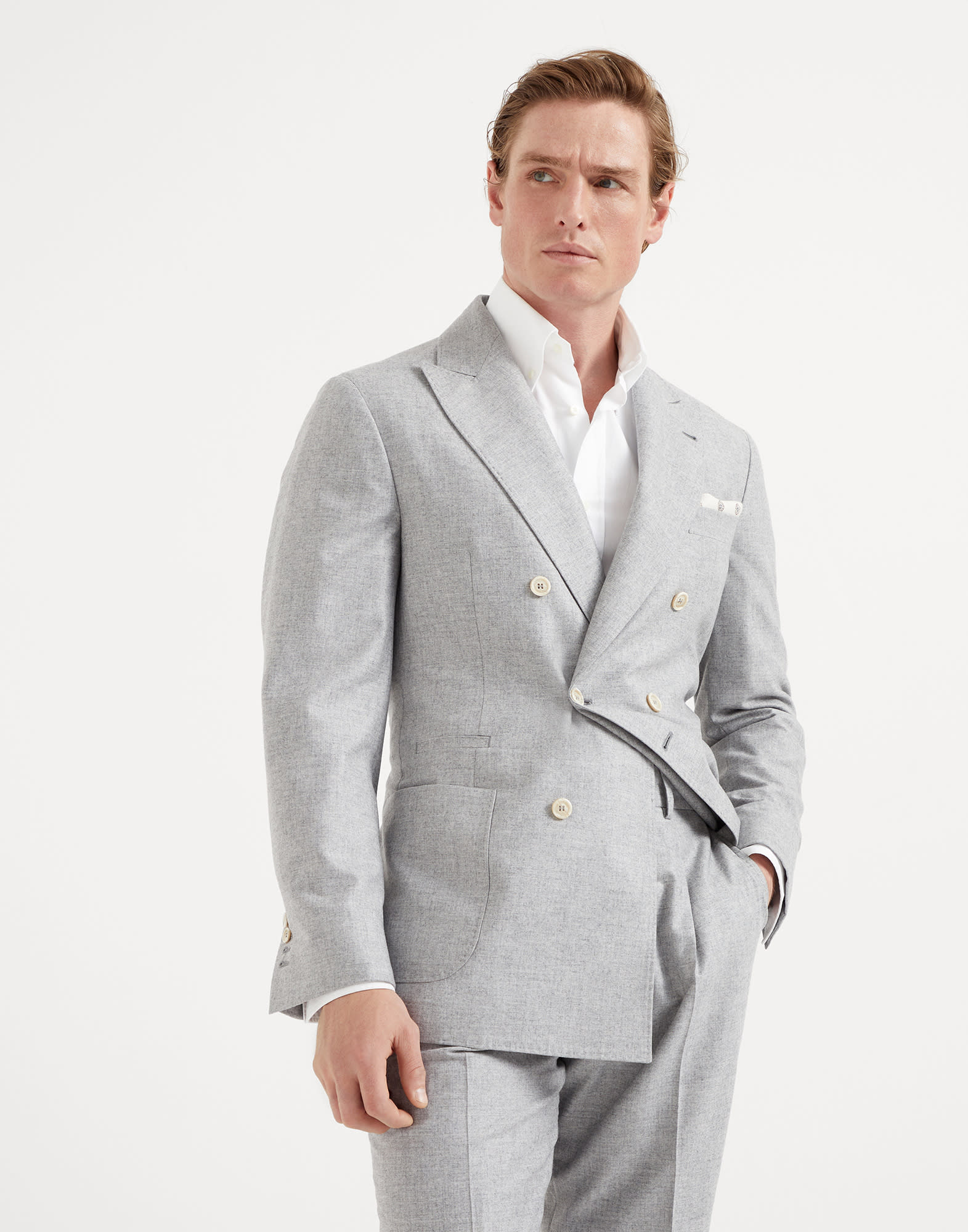 Brunello cucinelli double breasted suit discount