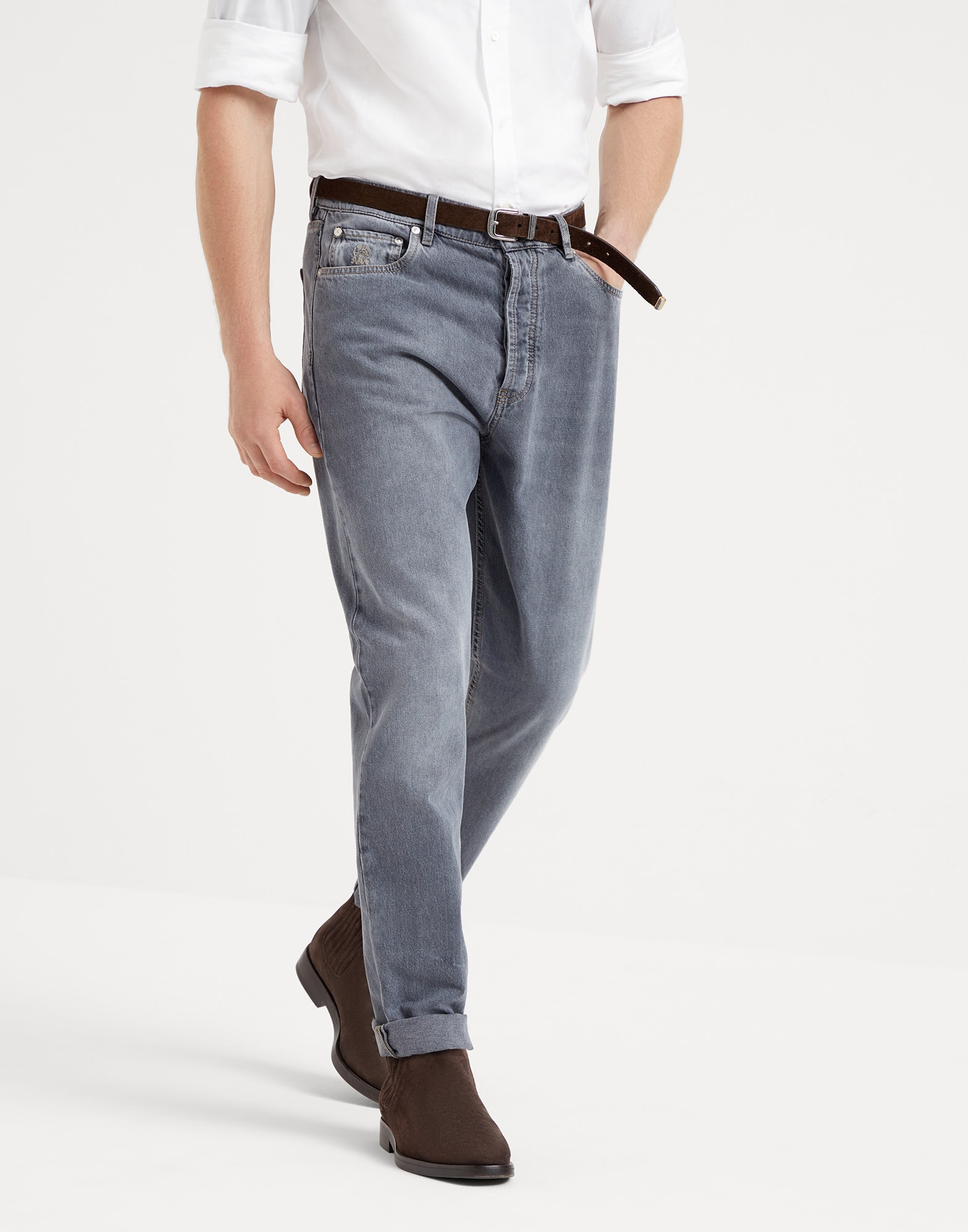 Denim Five-Pocket Trousers - Front view