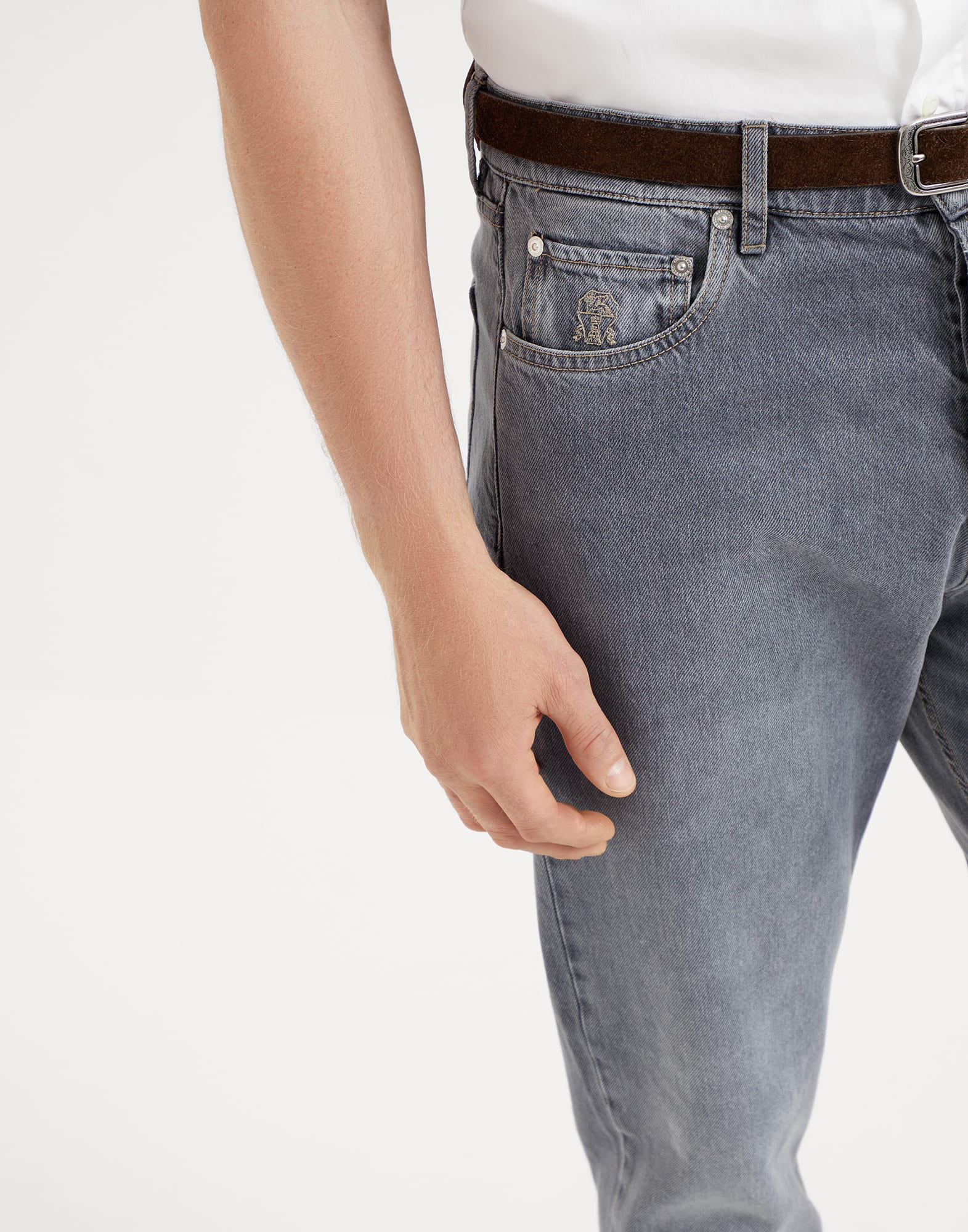 Greyscale denim trousers (242M240PO1090C900705) for Man | Brunello Cucinelli