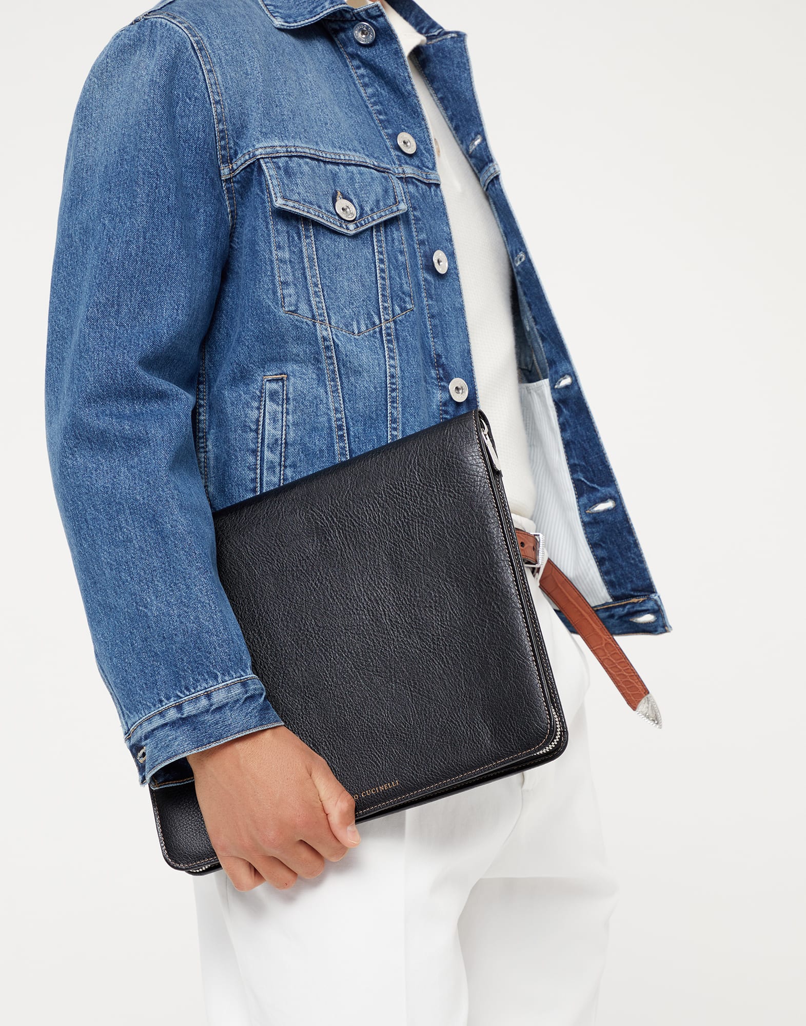 Brunello cucinelli leather portfolio on sale