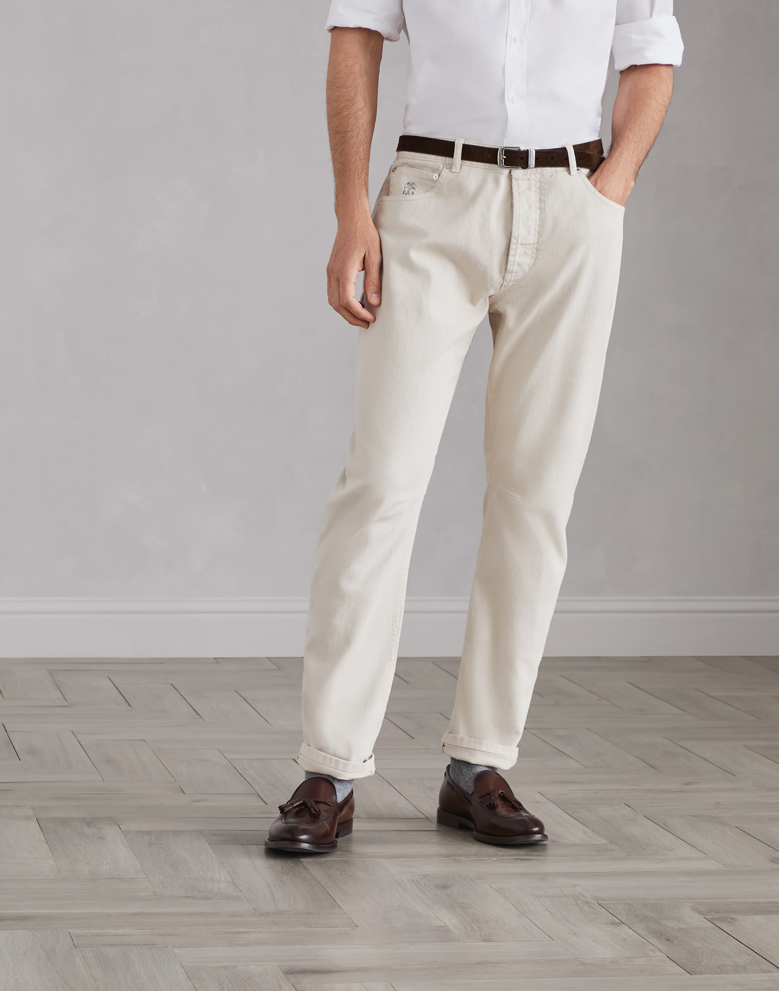 Dyed denim trousers Beige Man -
                        Brunello Cucinelli
                    