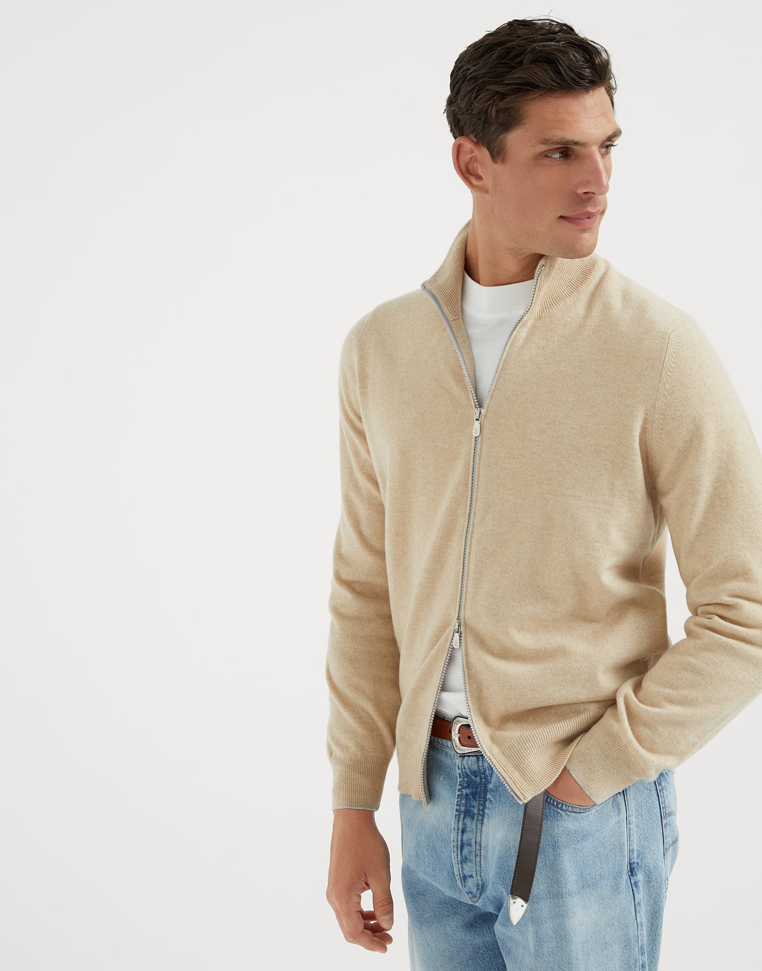 Zip front cardigan 242M2200106CNL13 for Man Brunello Cucinelli