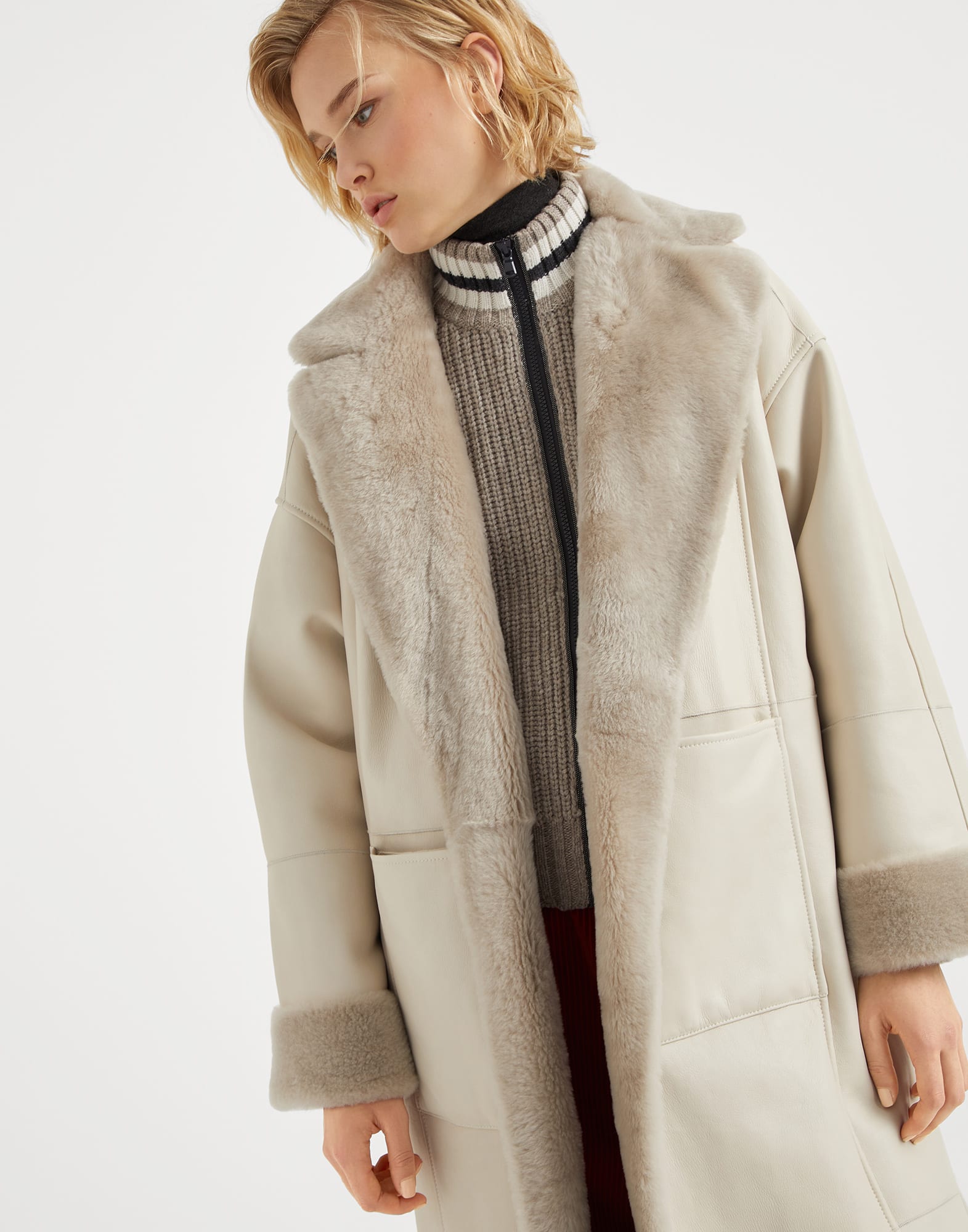 Shearling reversible coat 242MPMRA9837C7243 for Woman Brunello Cucinelli