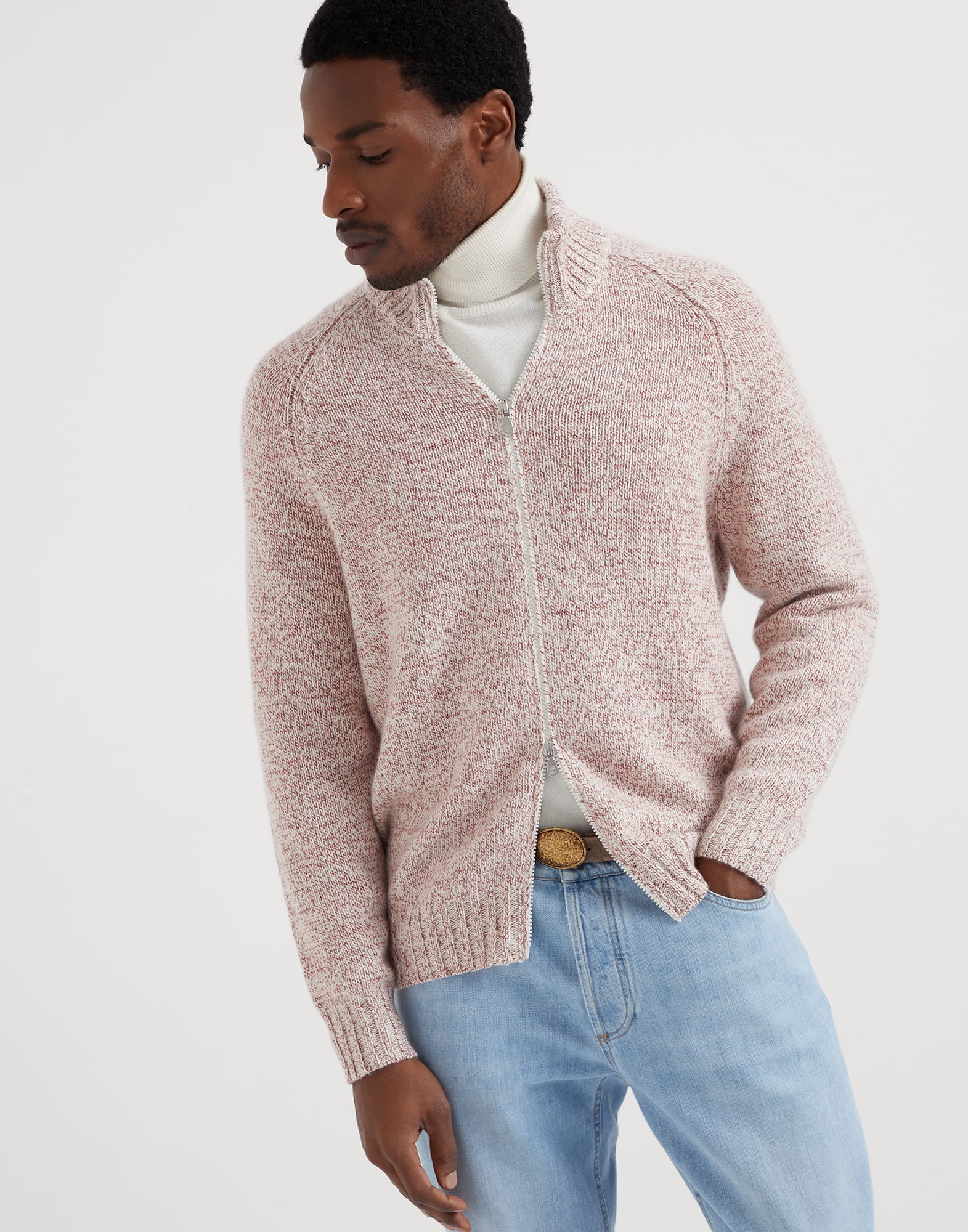 Cashmere Mouline cardigan 242MSA504906 for Man Brunello Cucinelli