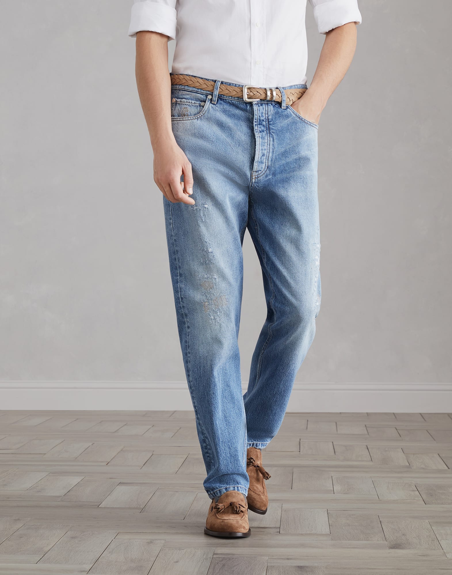 Denim trousers with rip details