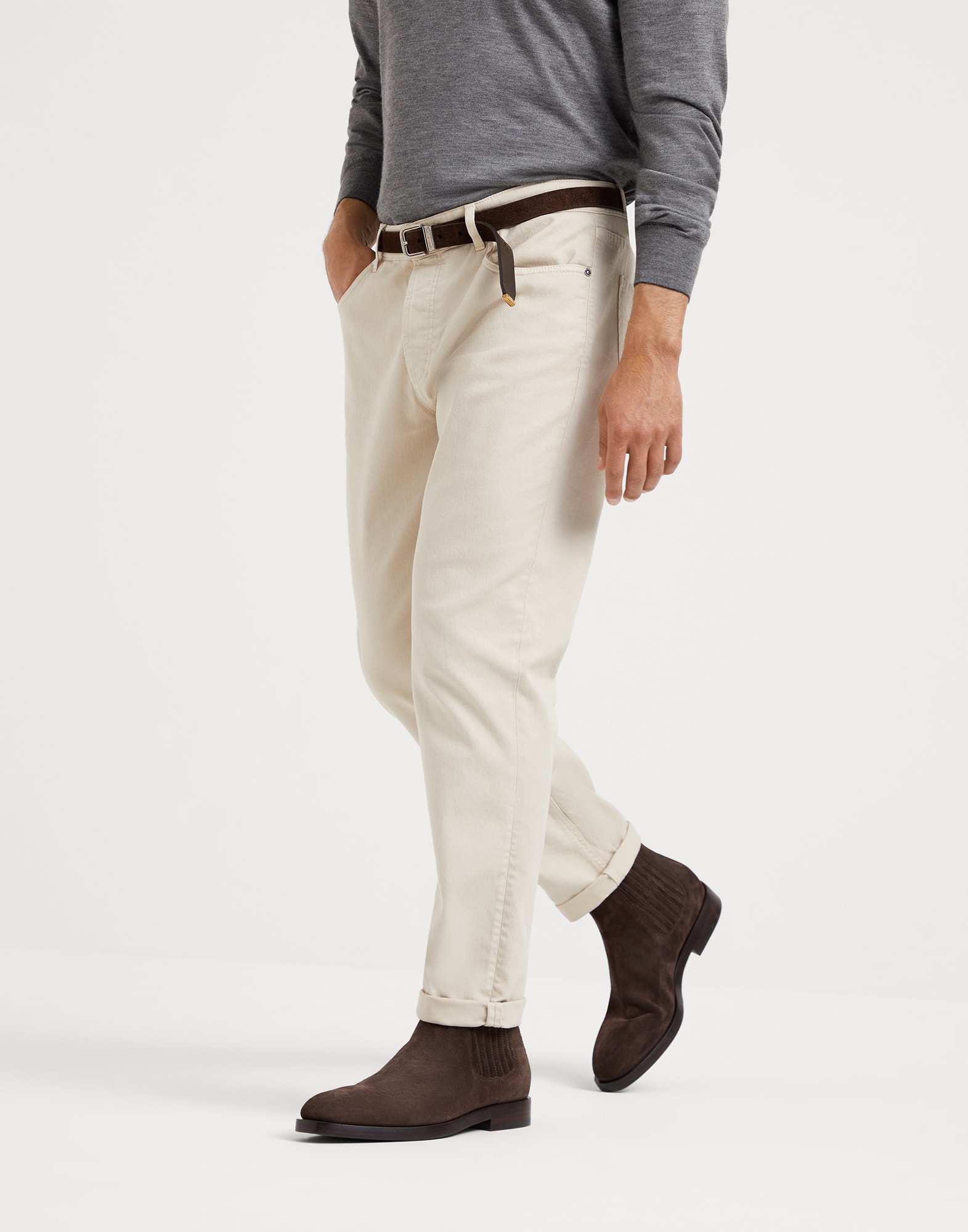 Dyed denim trousers Beige Man -
                        Brunello Cucinelli
                    