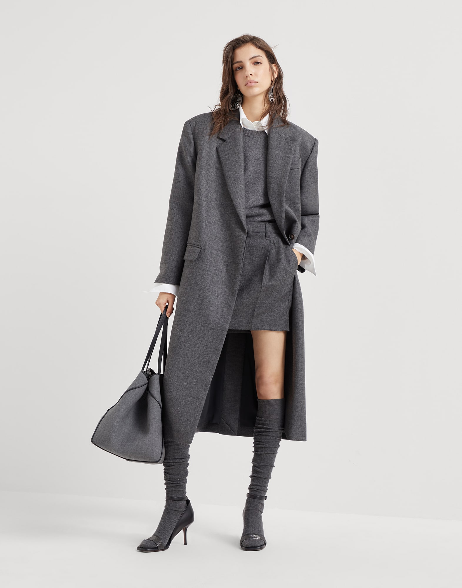 Coat with monili (242MD5739860C00203) for Woman | Brunello Cucinelli