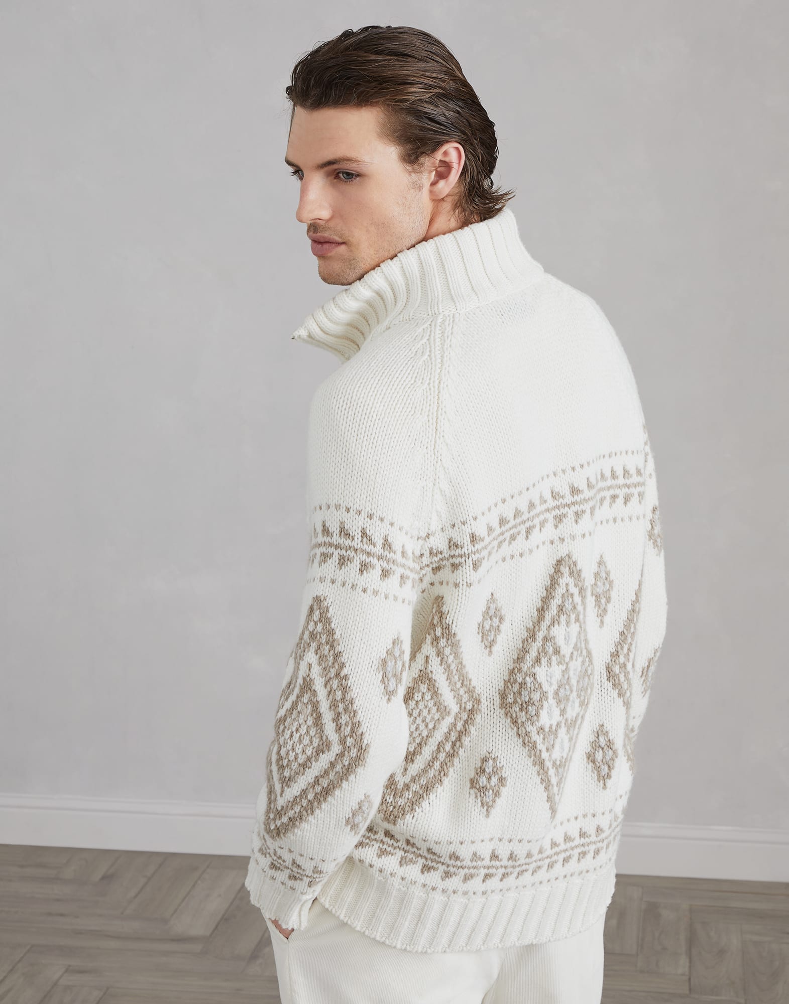Cardigan Jacquard in cashmere 242MA2301406CII73 Uomo Brunello Cucinelli