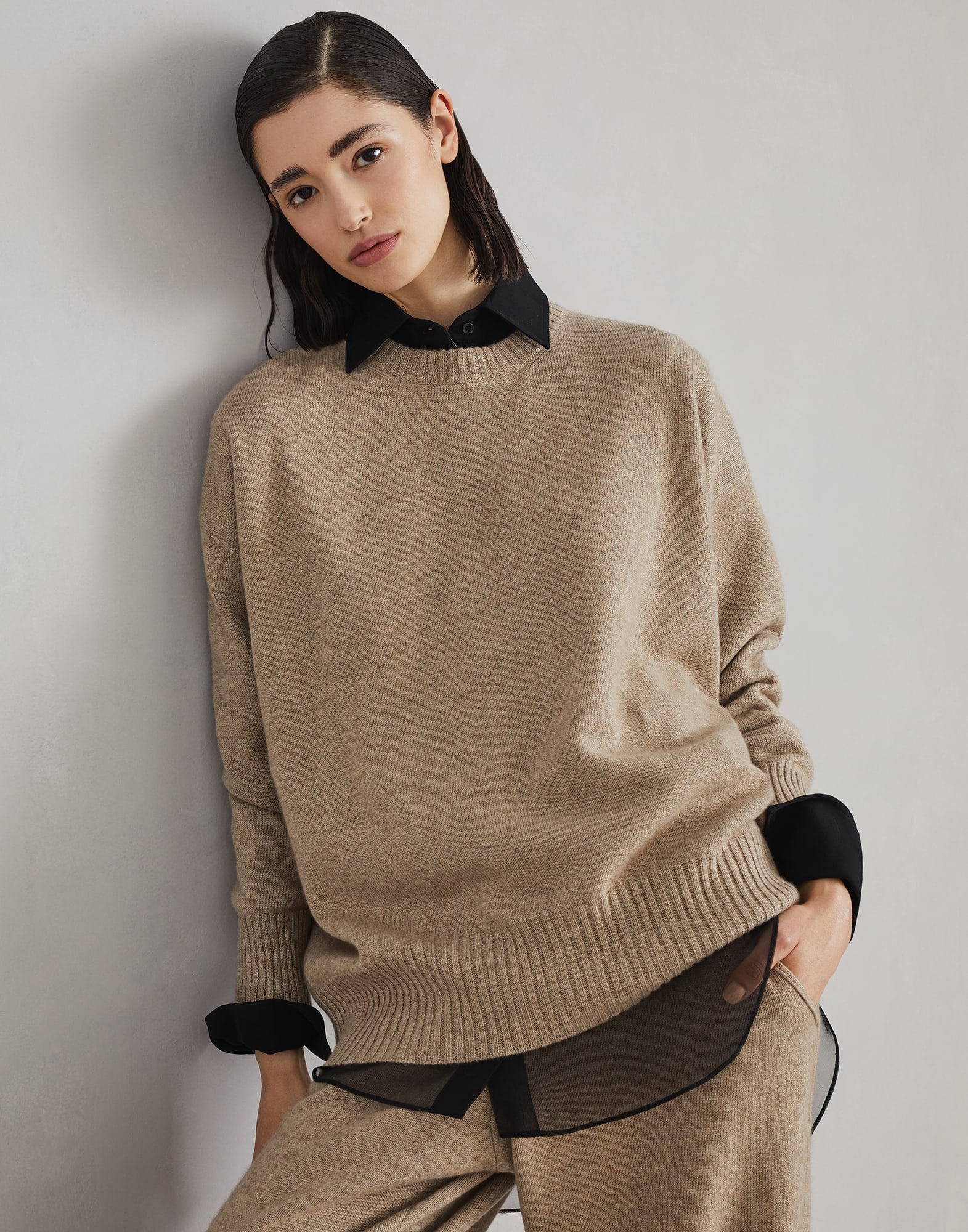 Cashmere sweater with monili Brown Woman - Brunello Cucinelli