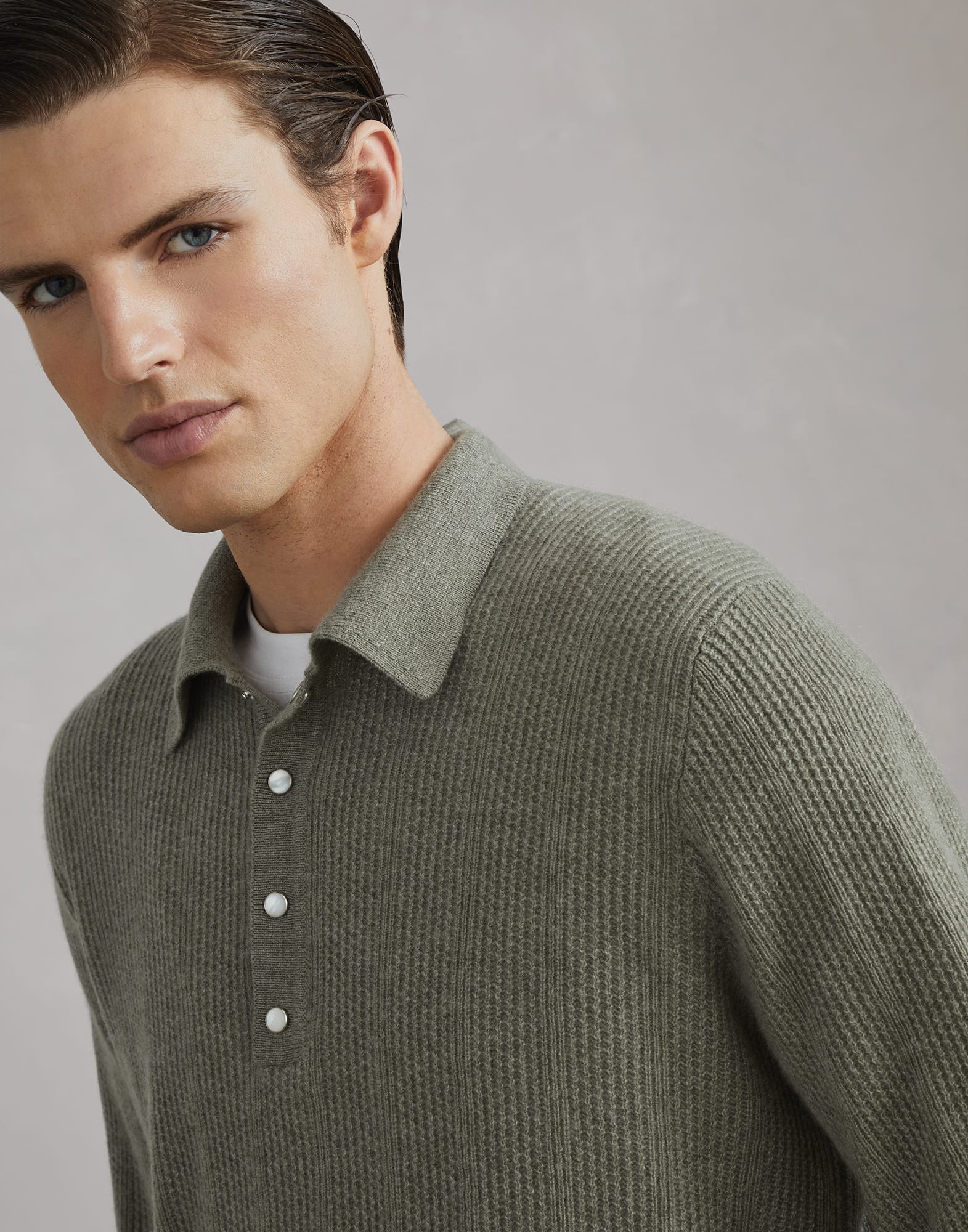 Chanel Black and White Cashmere Knit Polo Top main image 1