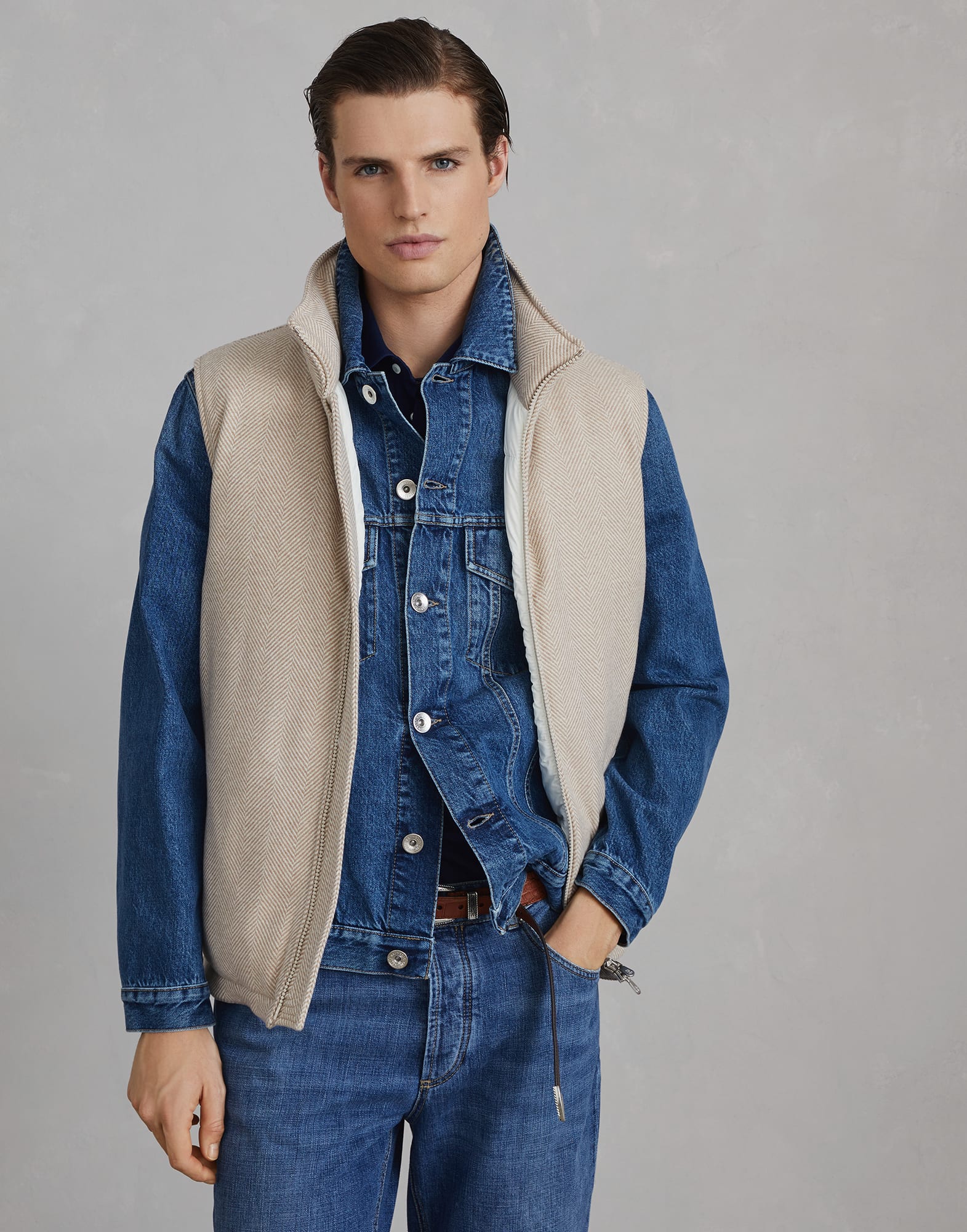 Chevron down vest 242MY4861776CDH81 for Man Brunello Cucinelli