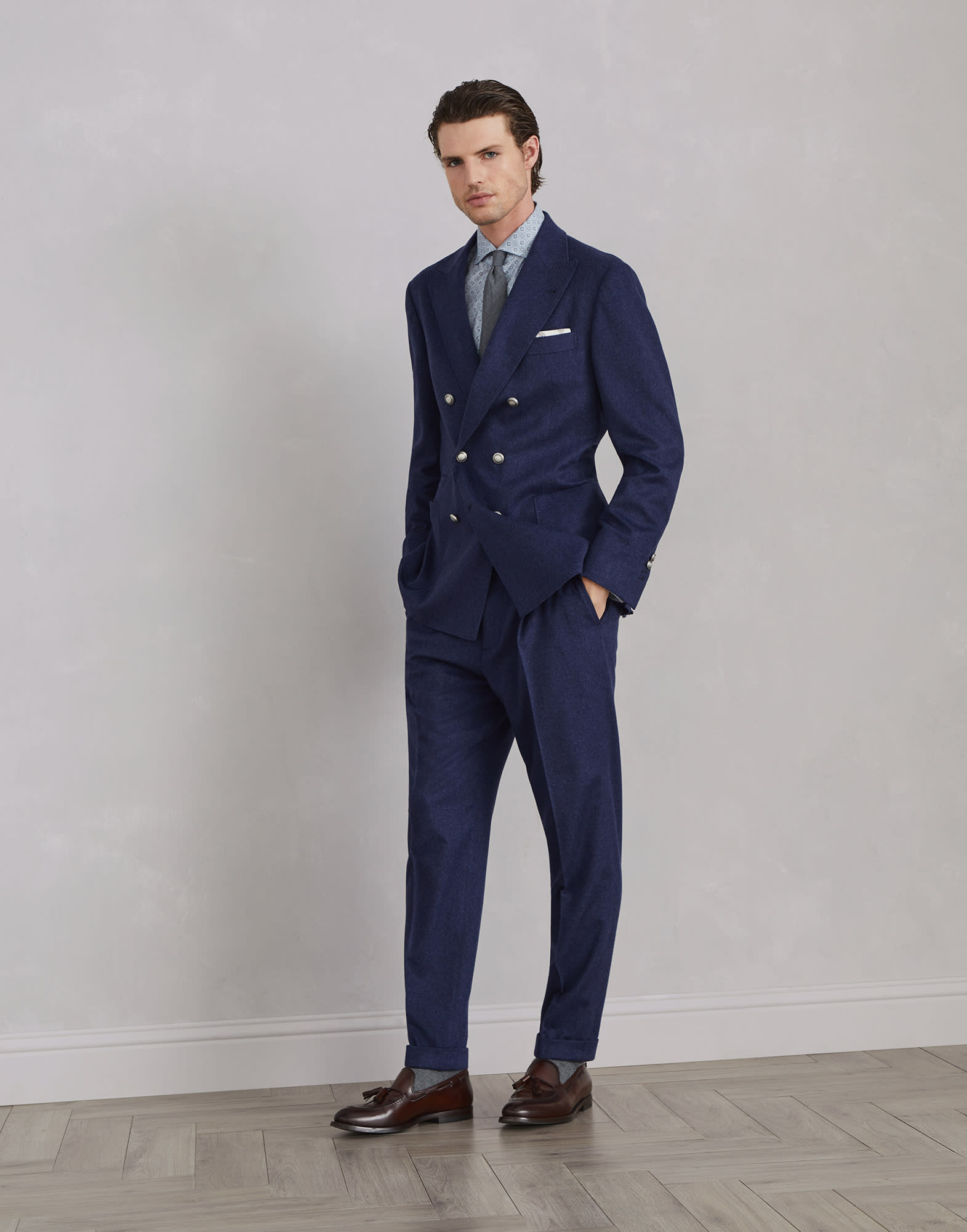 BRUNELLO CUCINELLI 】2タック トラウザーズ 44 BRUNELLO CUCINELLI 】2タック トラウザーズ 44