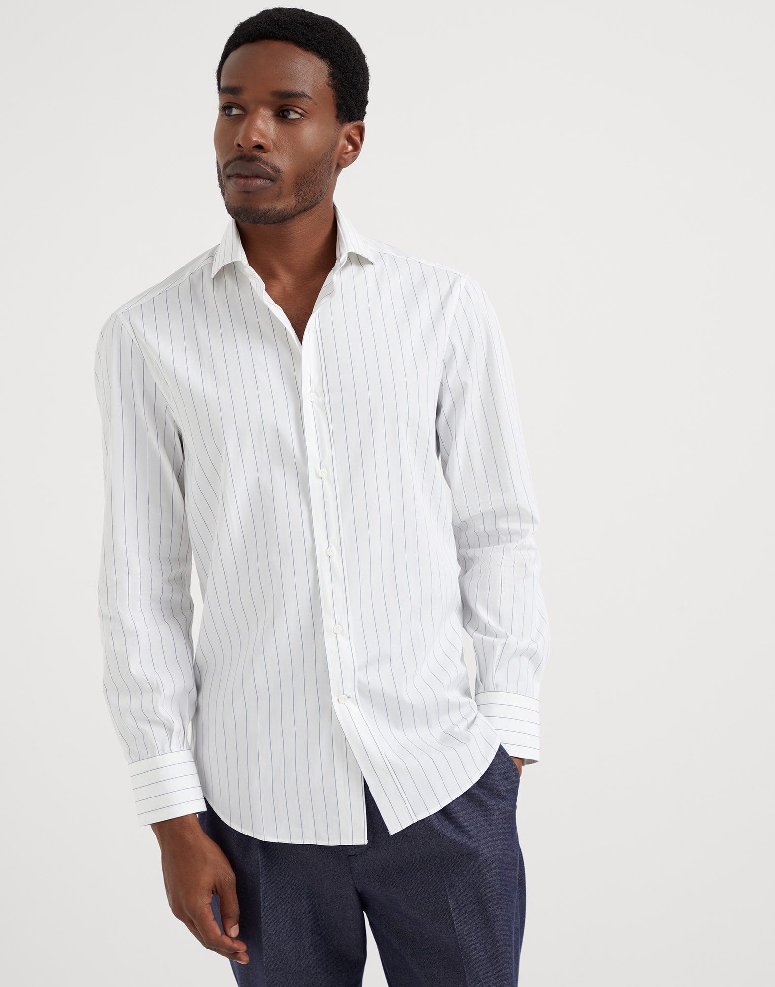 Poplin chalk stripe shirt