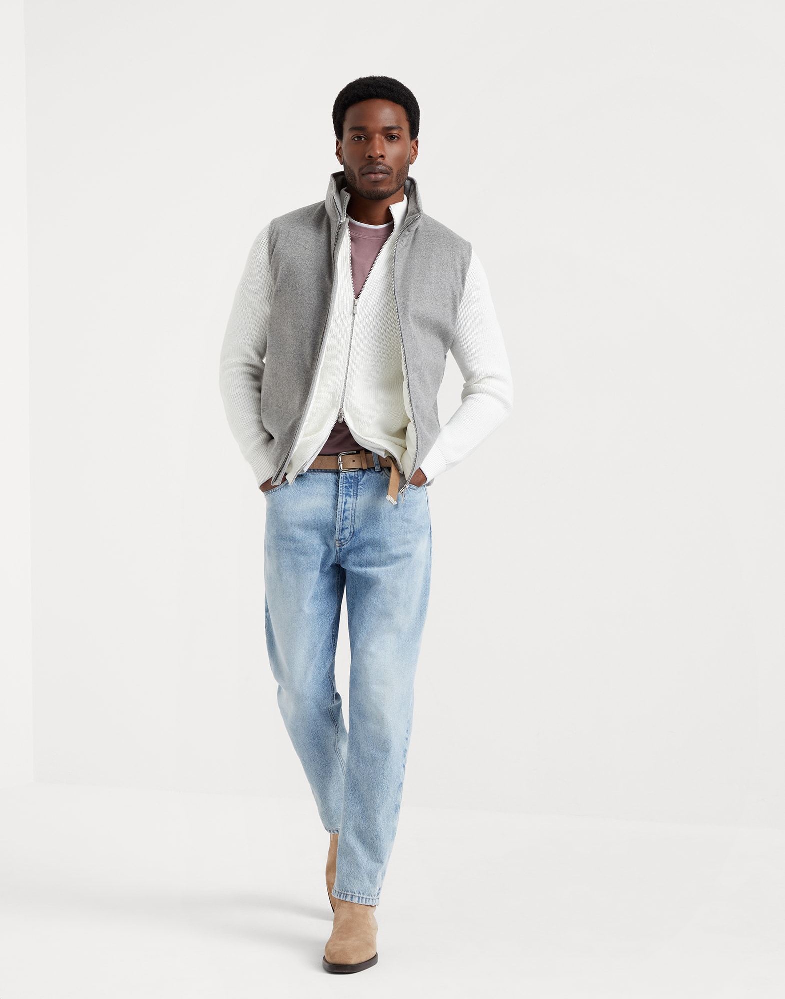T-shirt with faux-layering (242M0B137427CMD03) for Man