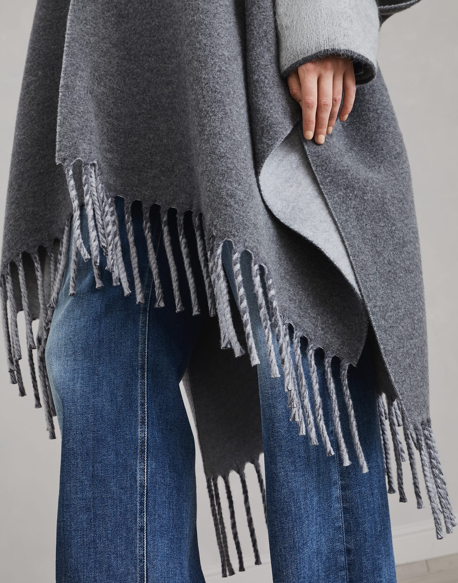 Double knit poncho (242MSCDAGP42CHA14) for Woman | Brunello Cucinelli