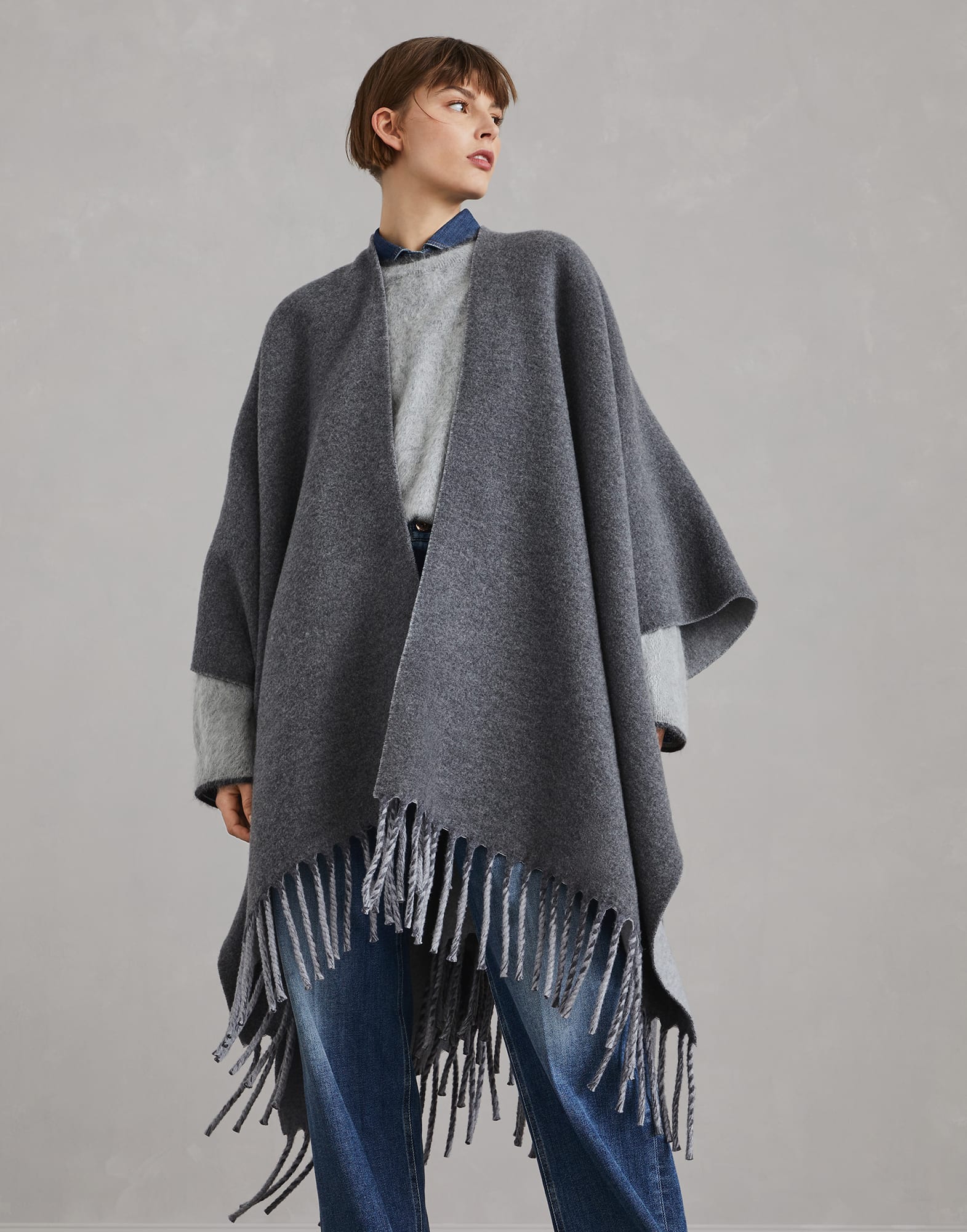 Double knit poncho