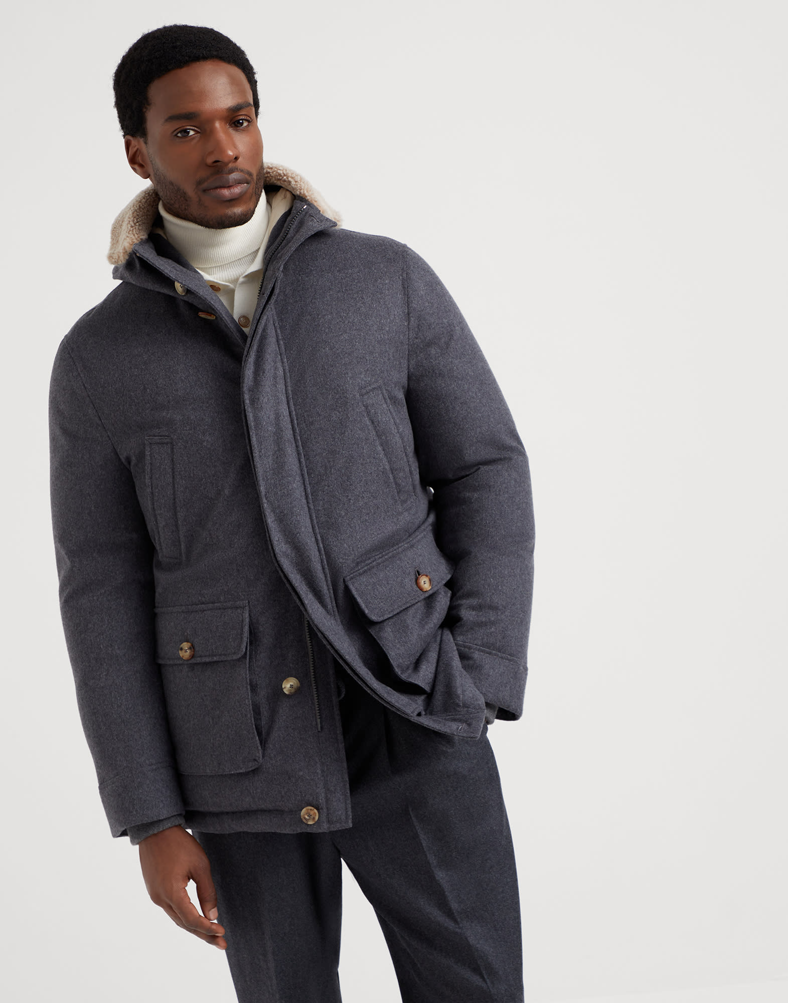 Bonded wool down parka