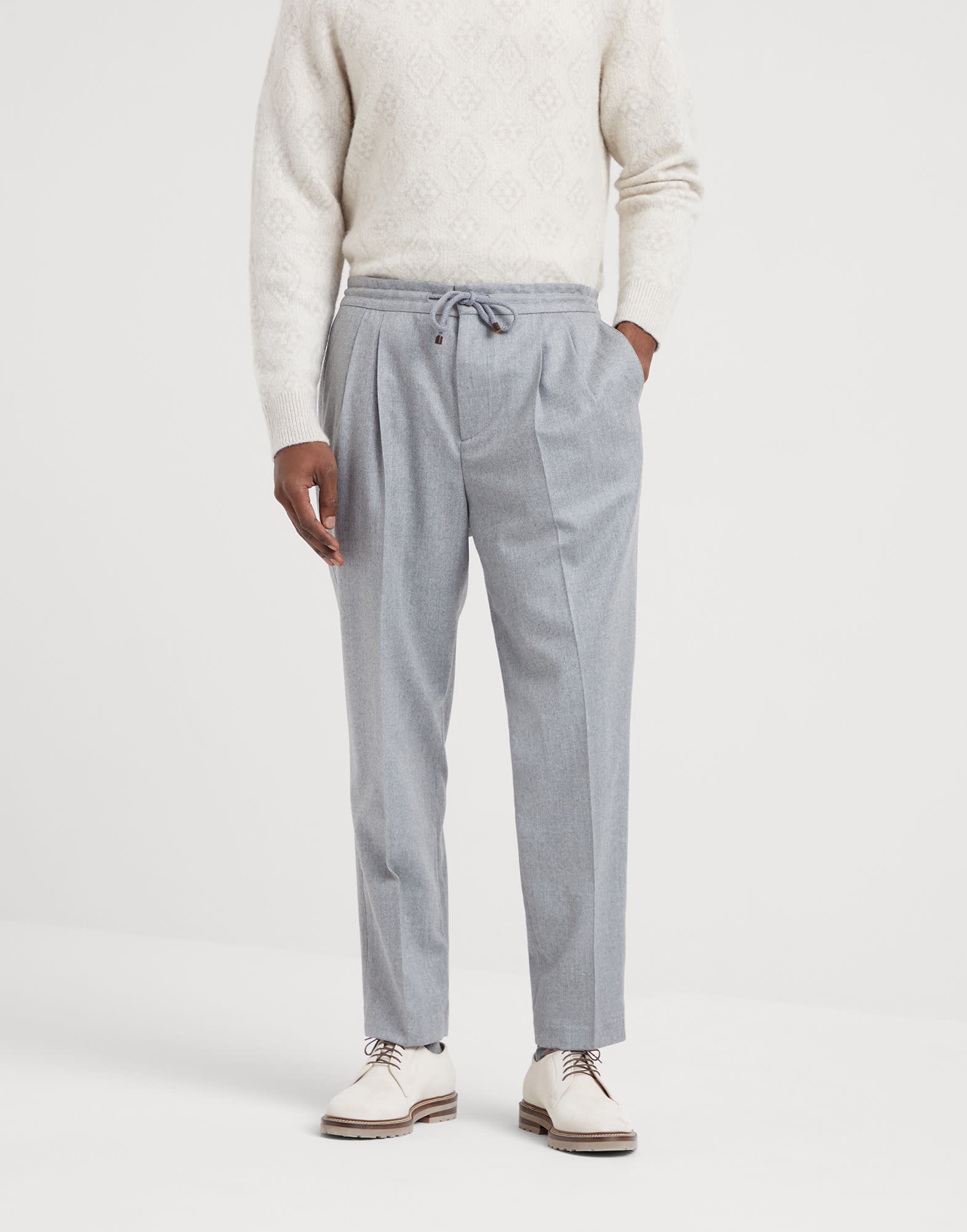 Virgin wool flannel trousers