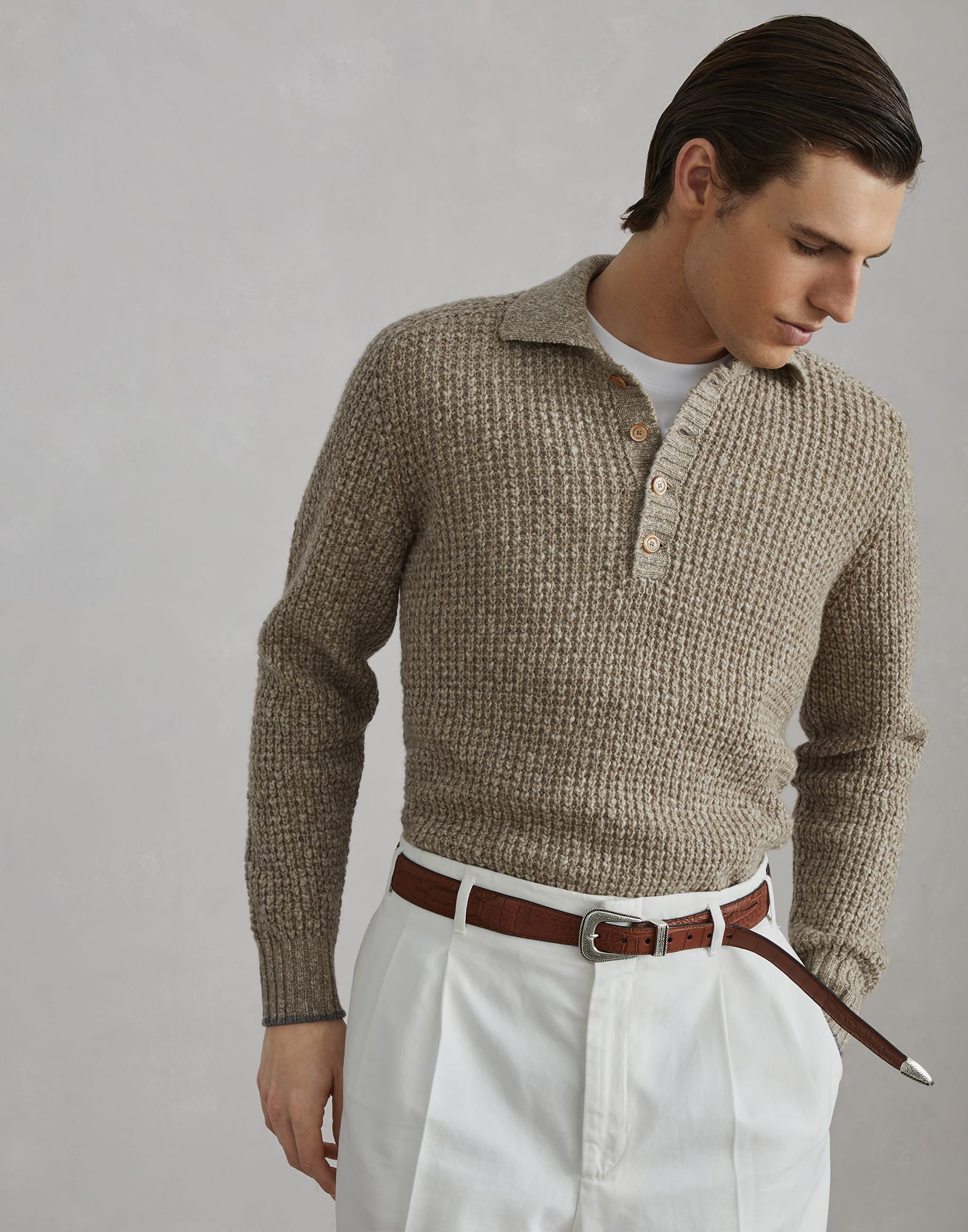 Analogie Knit Polo Short Sleeve - Winter White