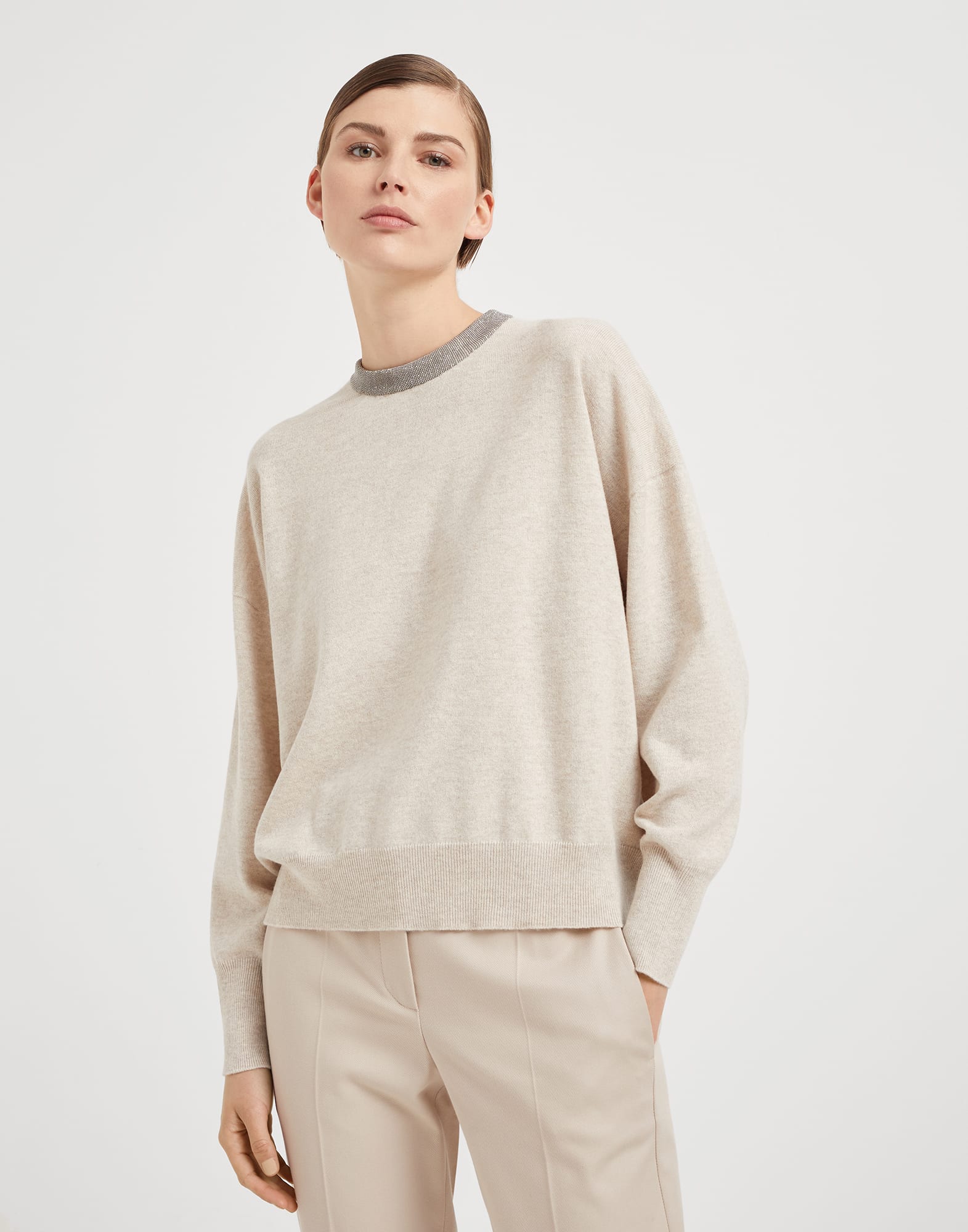 Cashmere sweater beige deals