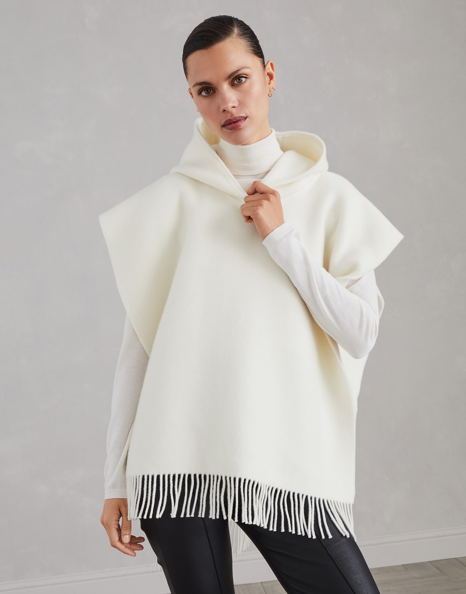 Double knit poncho White Woman - Brunello Cucinelli