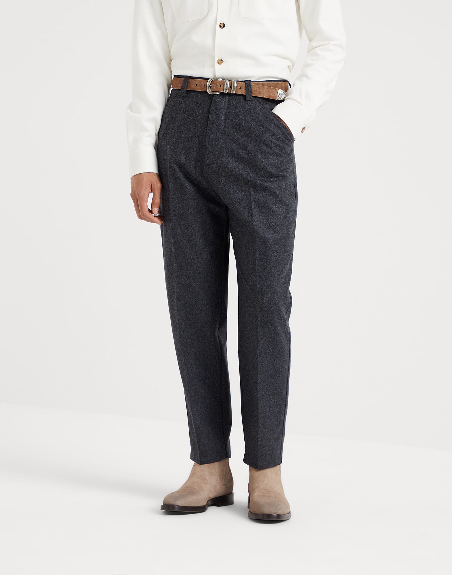 Pantalone leisure fit Antracite Uomo - Brunello Cucinelli