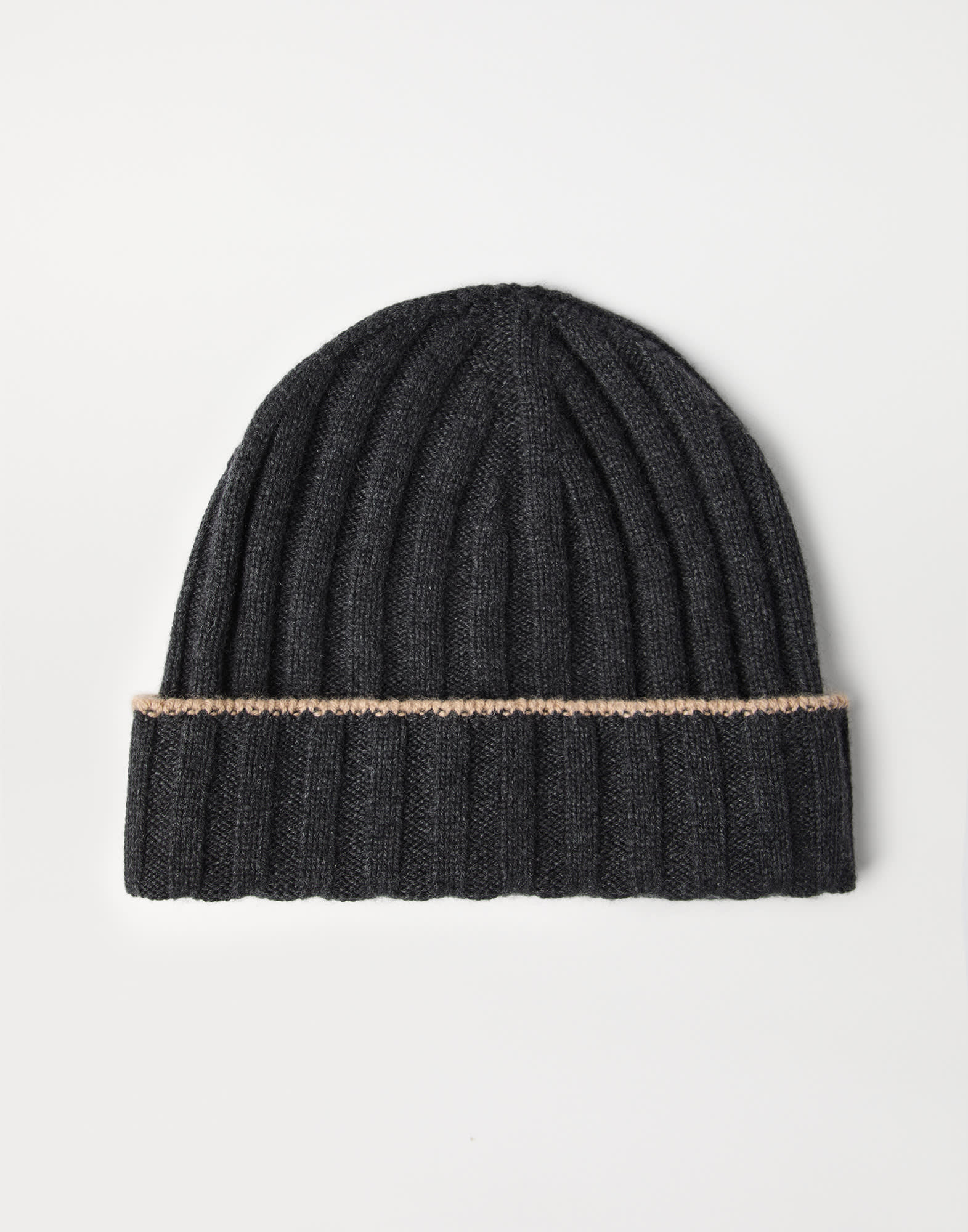 Cashmere rib knit beanie