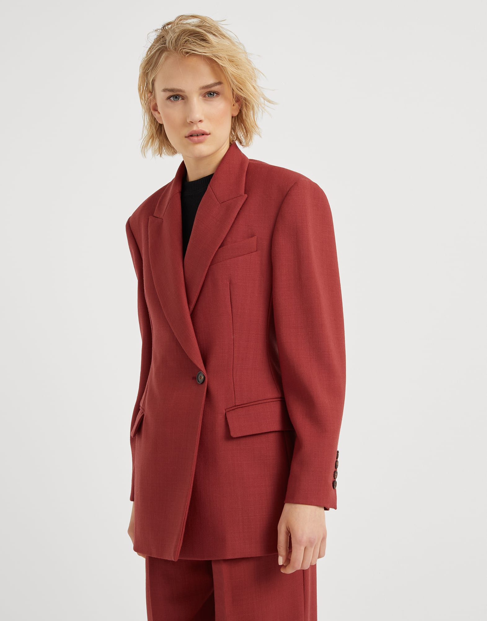 Giacca in twill Rosso Donna - Brunello Cucinelli