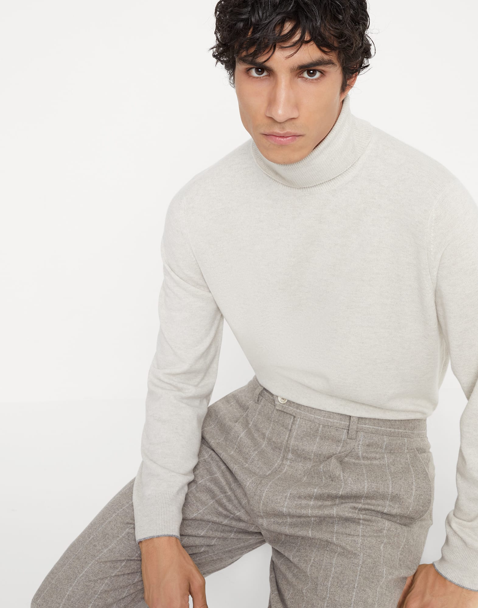 Turtleneck sweater Stone Grey Man - Brunello Cucinelli