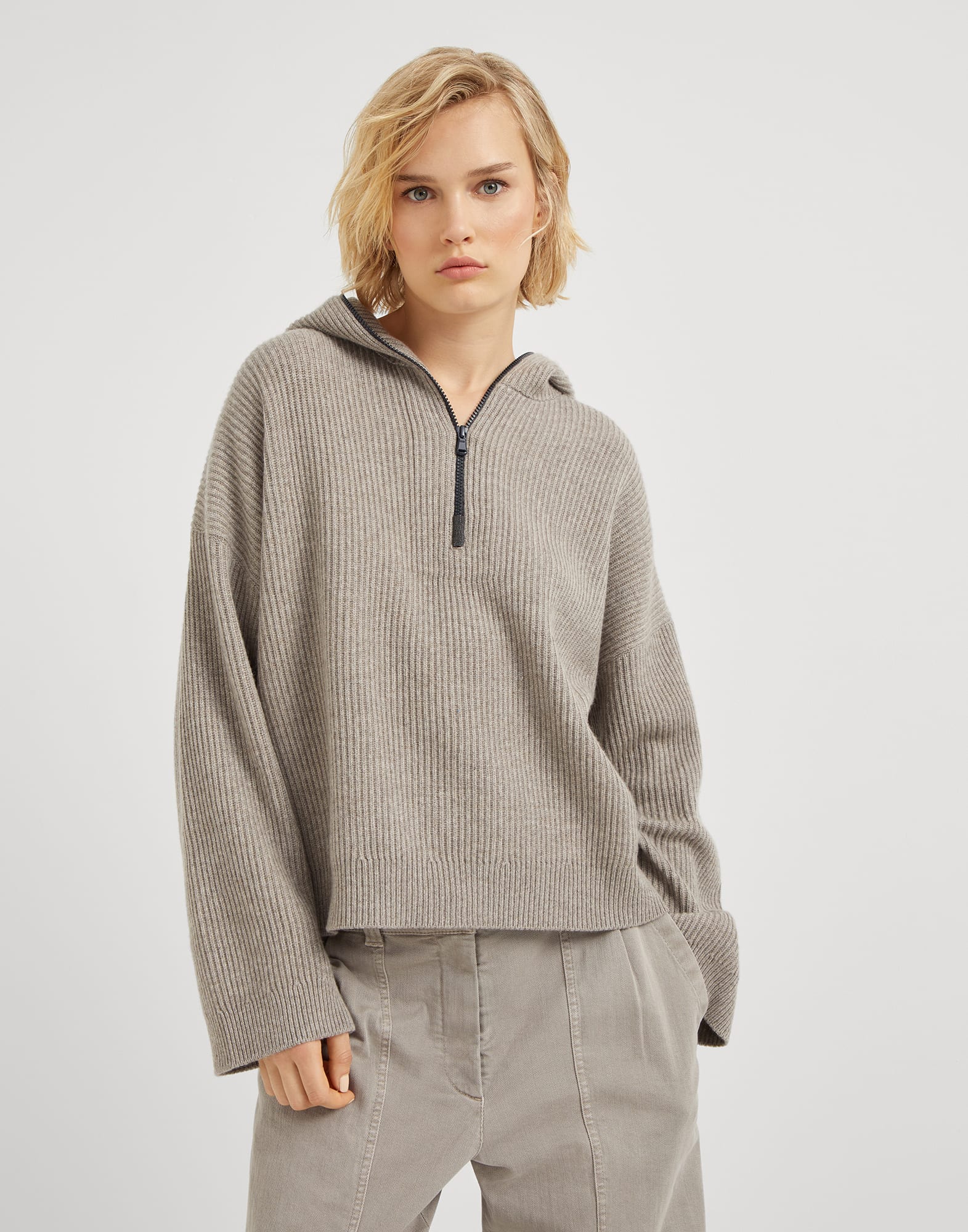 Knit hooded sweater sale