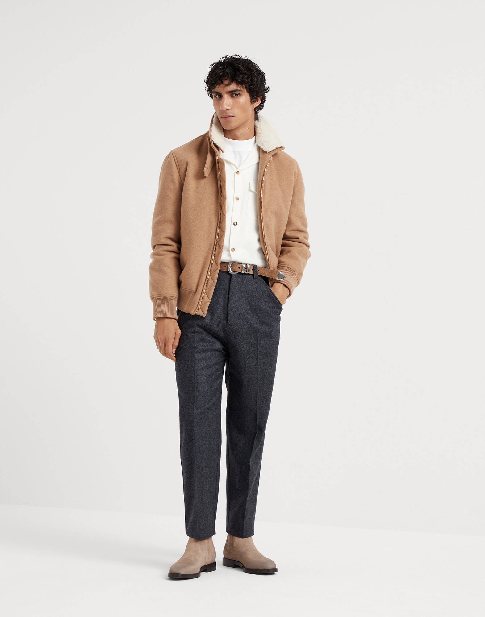 Cashmere fabric bomber jacket (242MT4976889CDH35) for Man