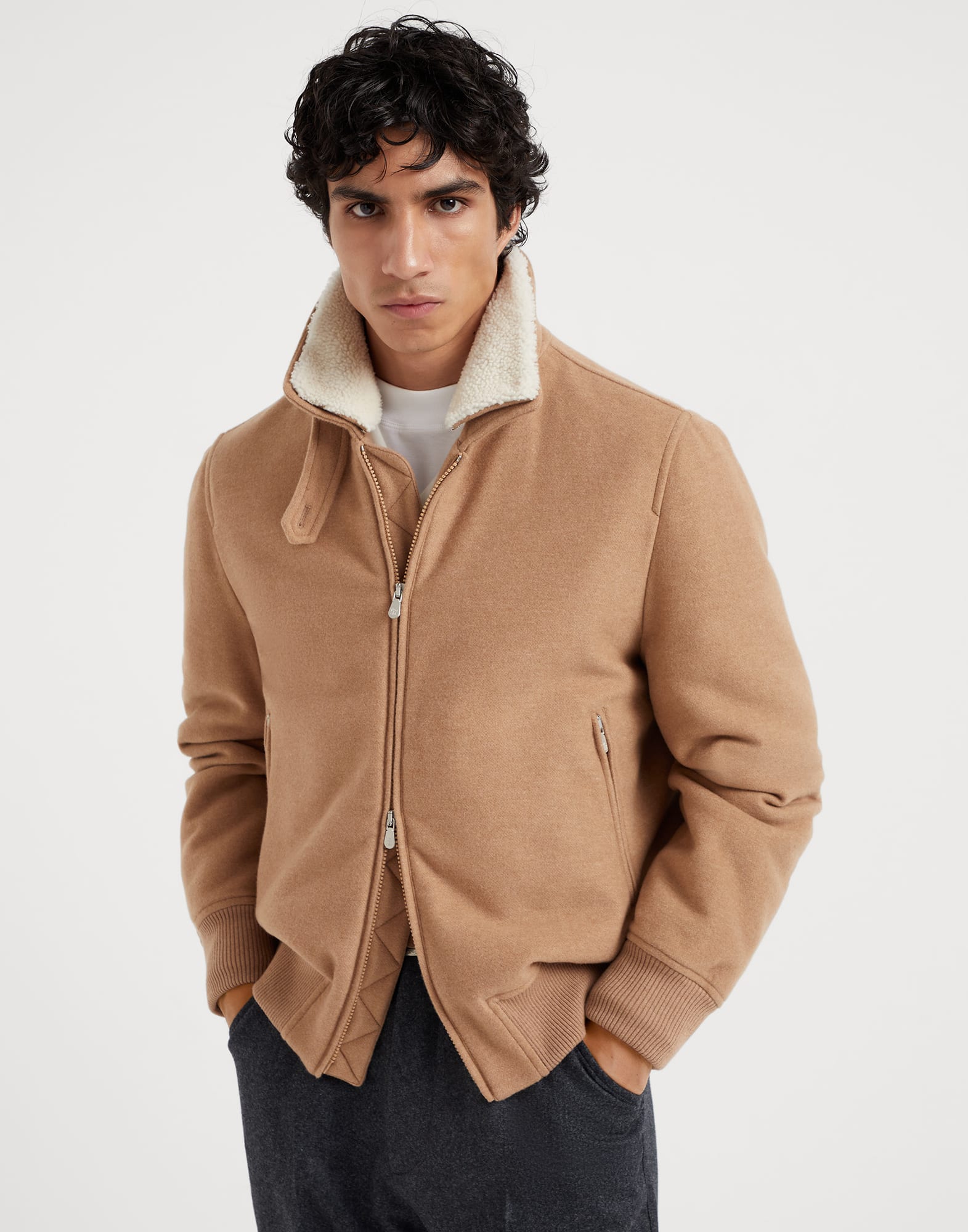 Bomber in panno di cashmere