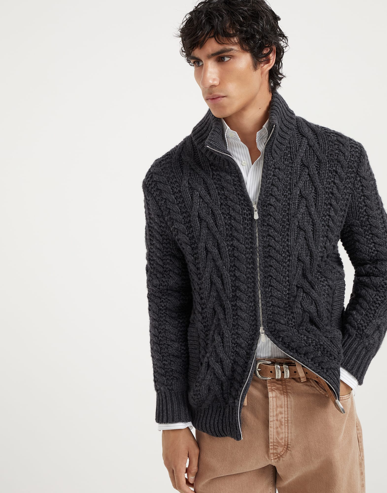 Cardigan collo alto