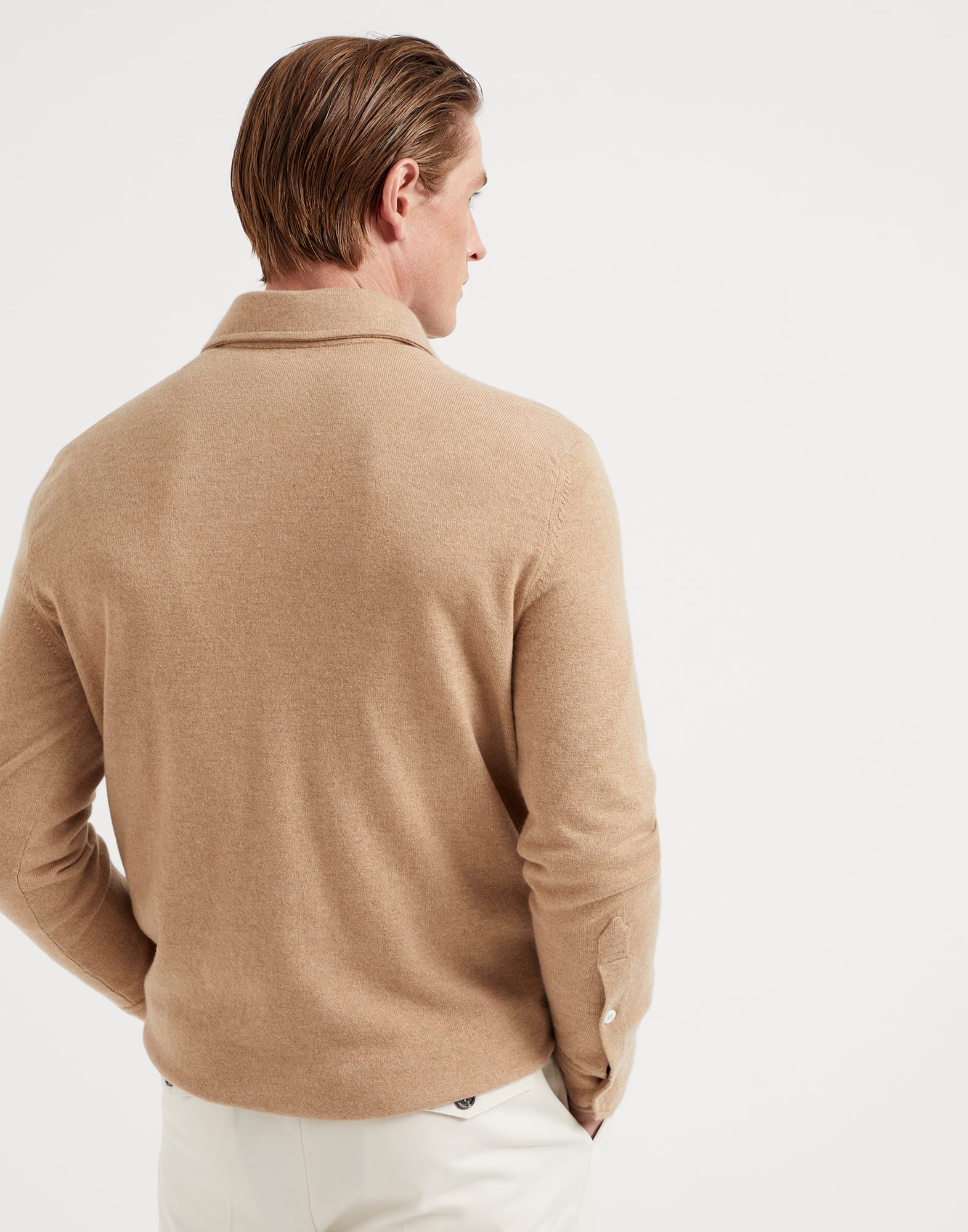 Men Oversized Polo Sweater - Cream - SM2512215A